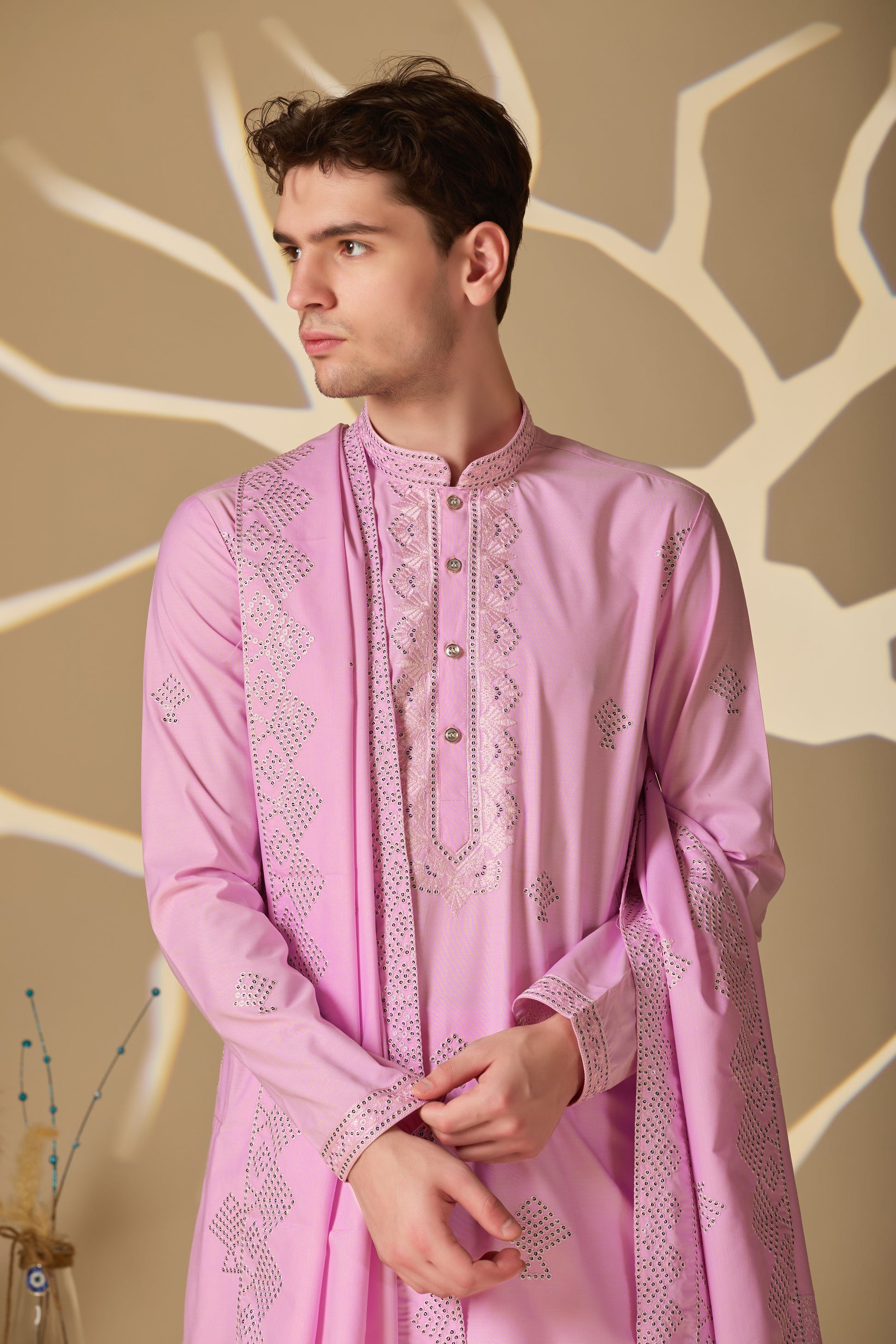 Pink Embroidered Kurta+Dupatta And Patiala Pant Set