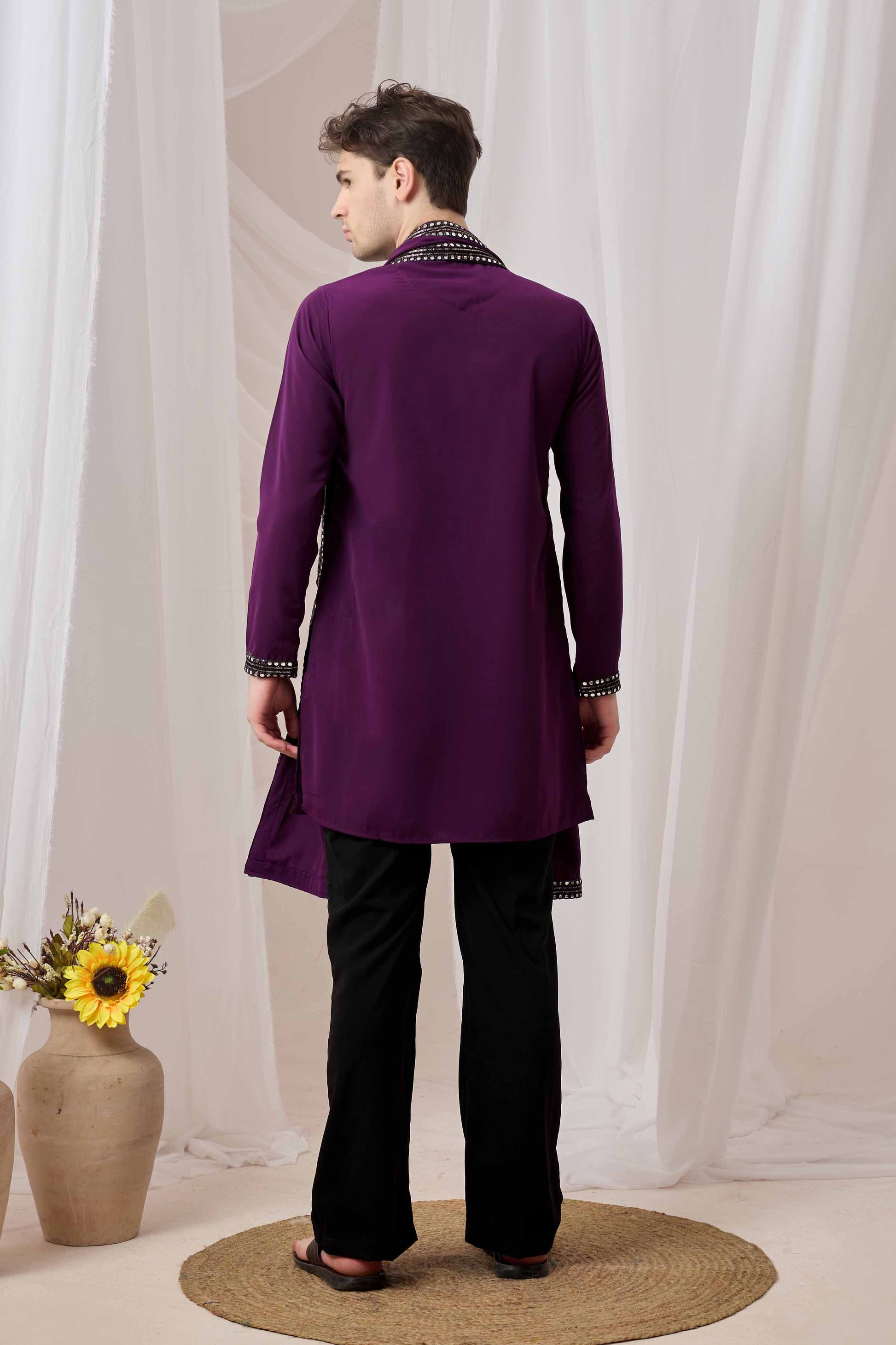 Rich Wine Short Kurta Plus Dupatta Set