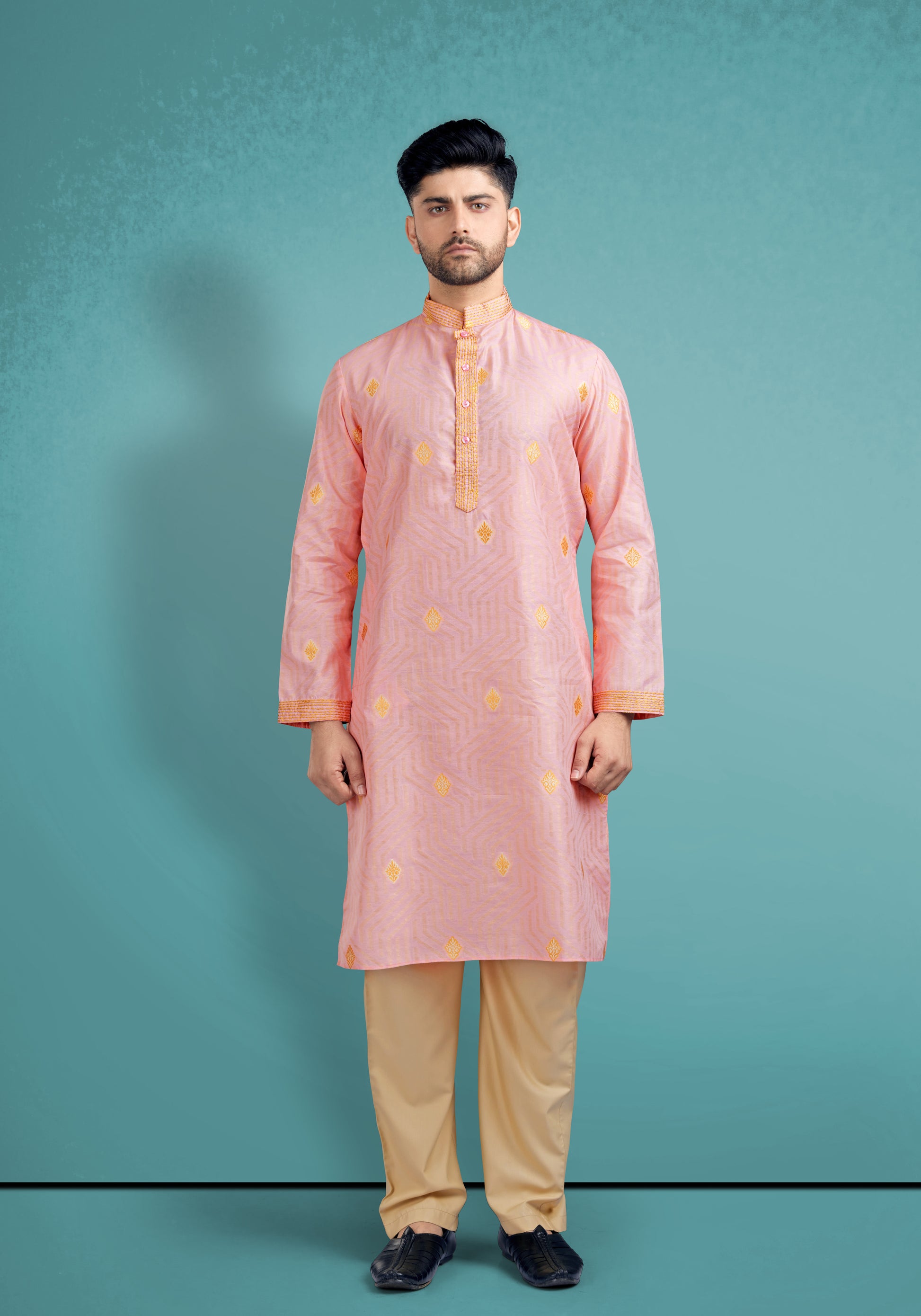 Pink Silk Cotton Kurta