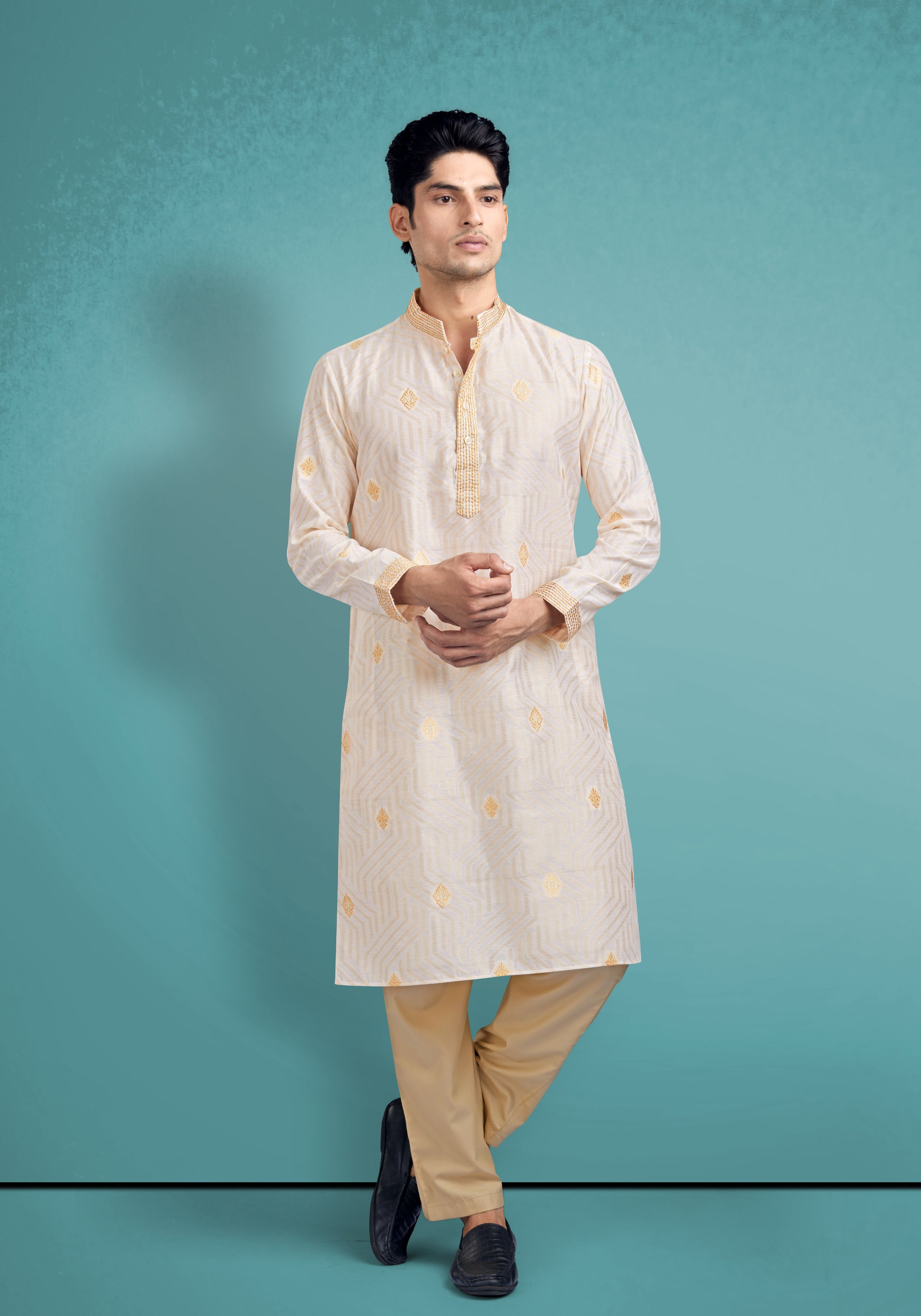 White Silk Cotton Kurta