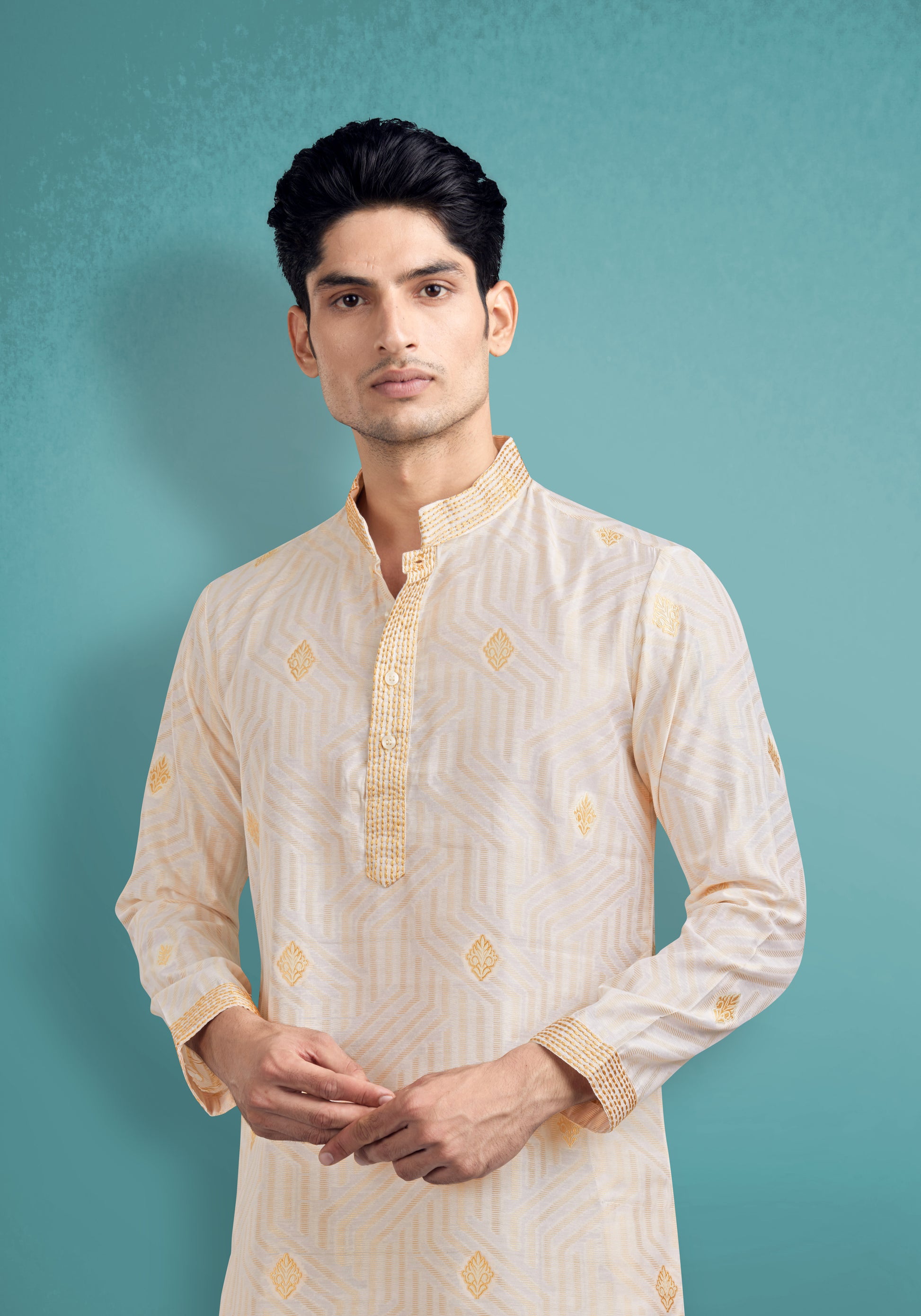 White Silk Cotton Kurta