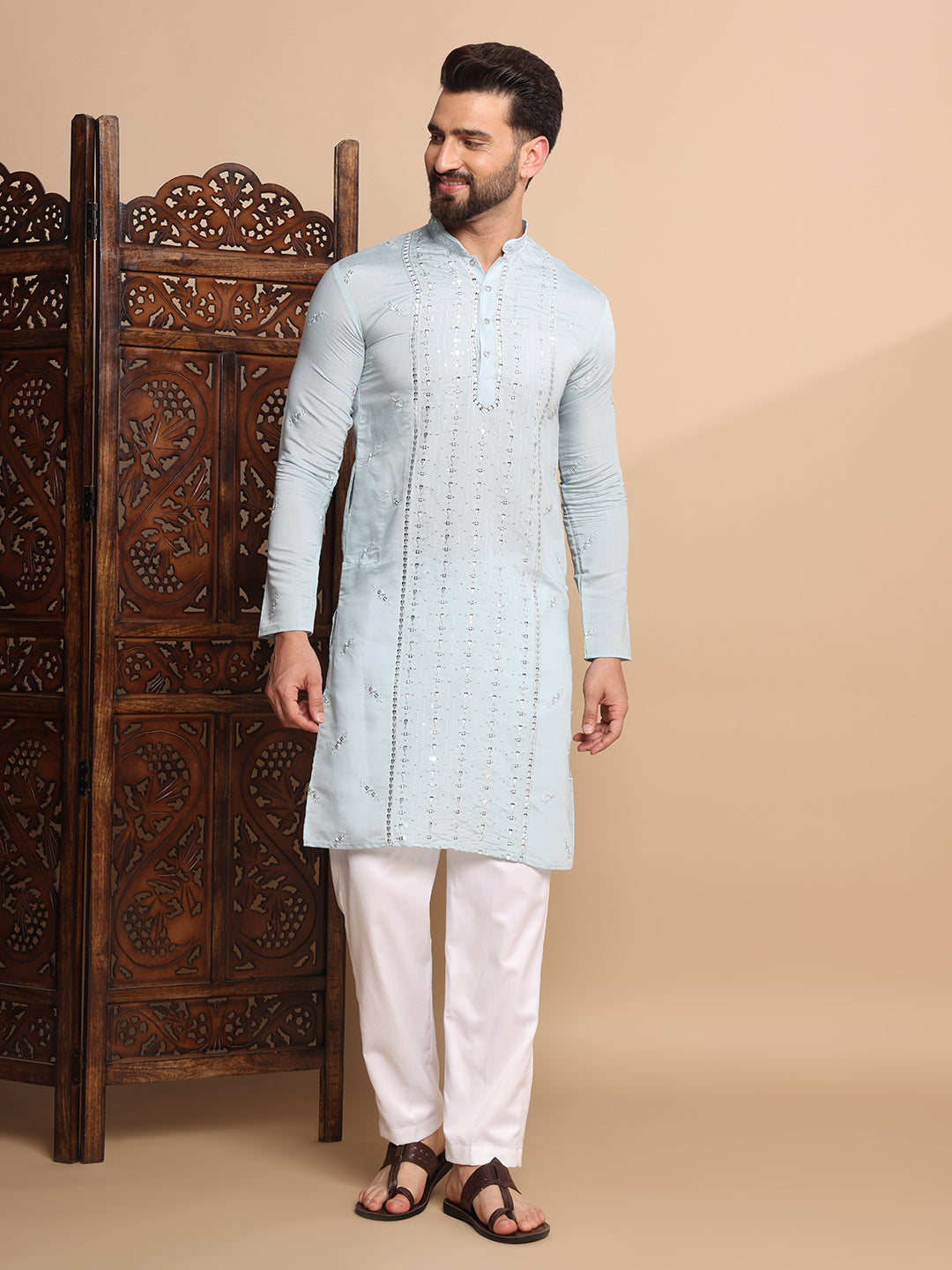 Sky Blue Elegance Sequin Kurta Set