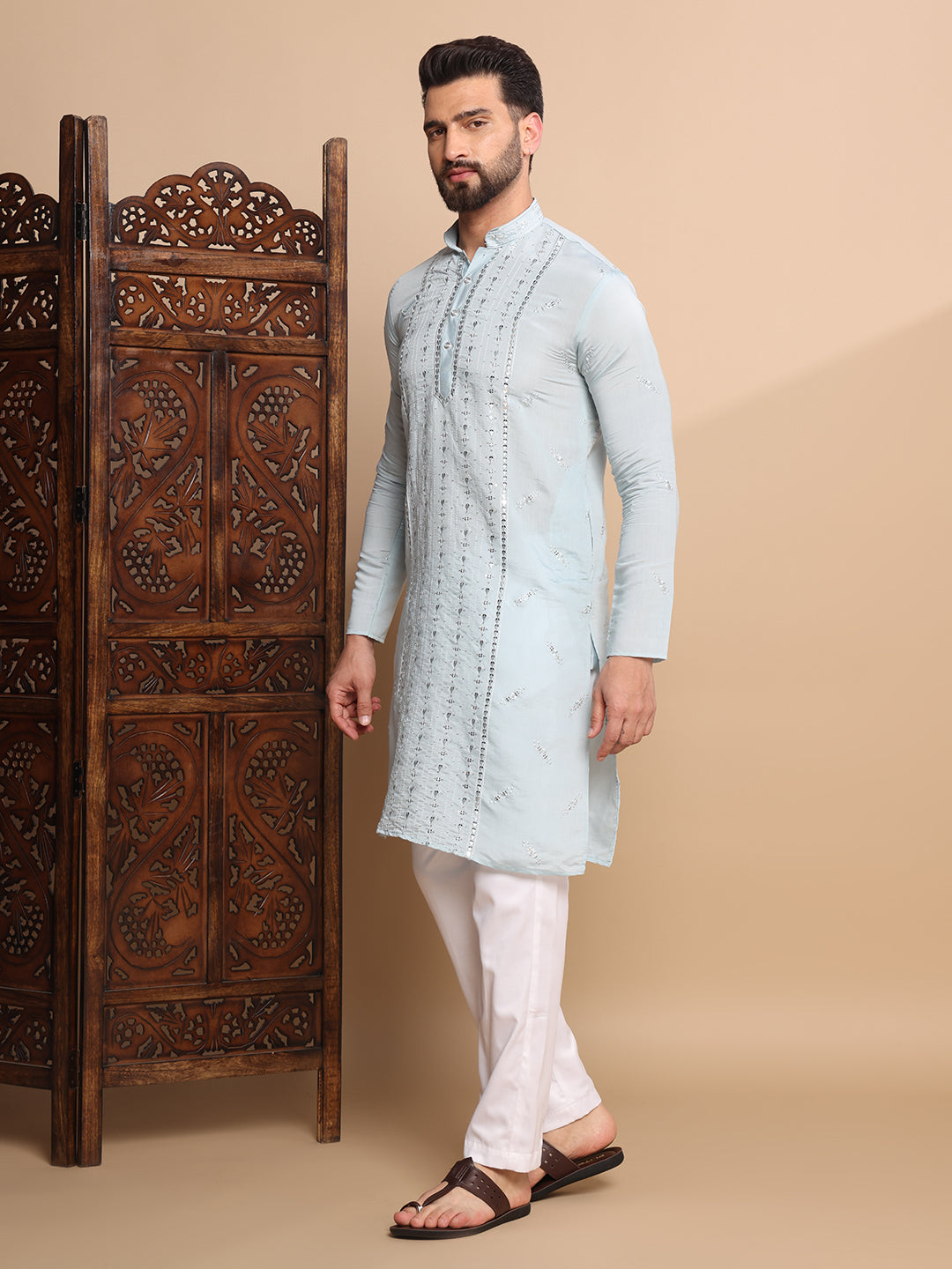 Sky Blue Elegance Sequin Kurta Set