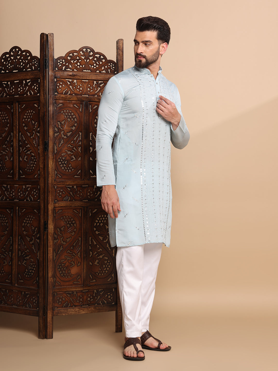 Sky Blue Elegance Sequin Kurta Set