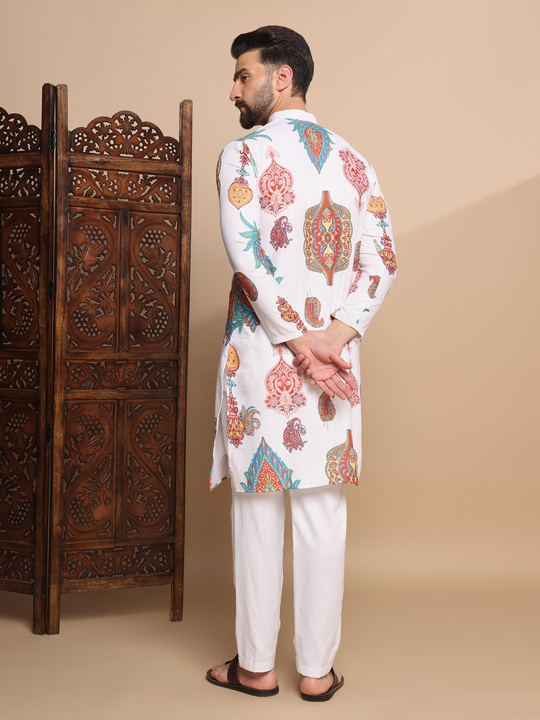 White Charm Digital Kurta Set