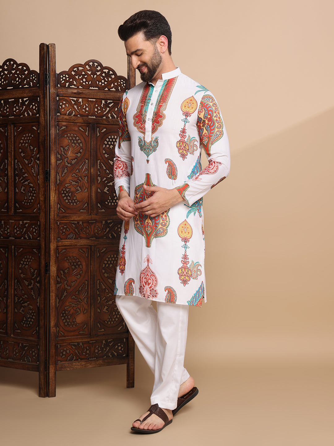 White Charm Digital Kurta Set
