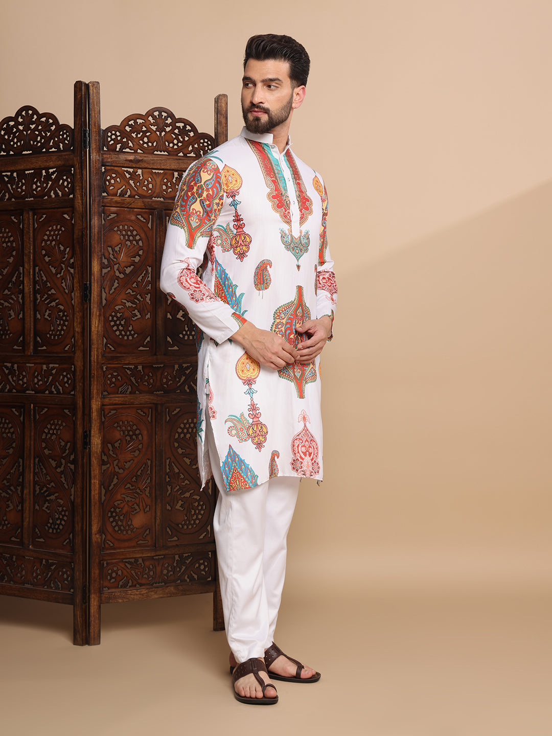 White Charm Digital Kurta Set