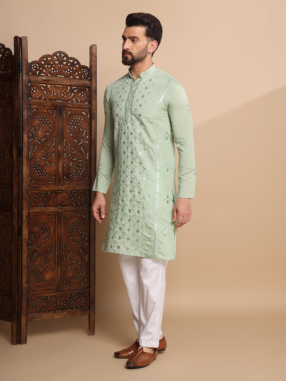 Pastel Green Festive Kurta Set