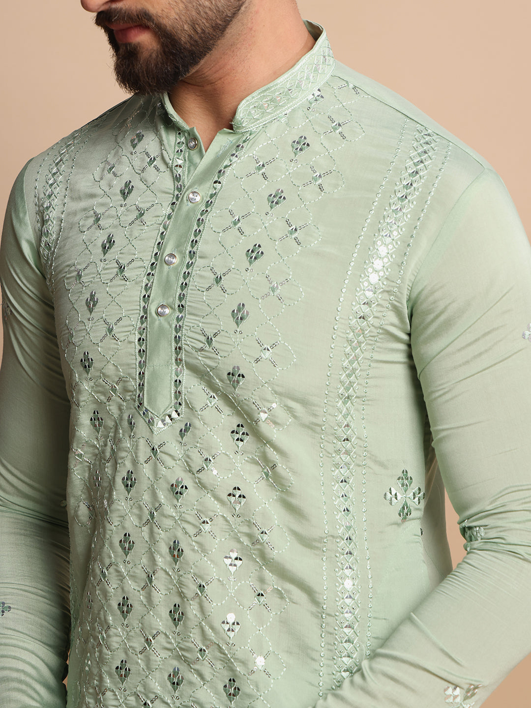 Pastel Green Festive Kurta Set