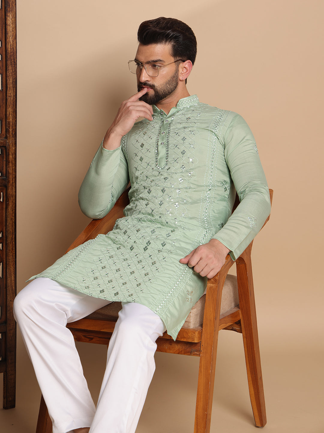 Pastel Green Festive Kurta Set