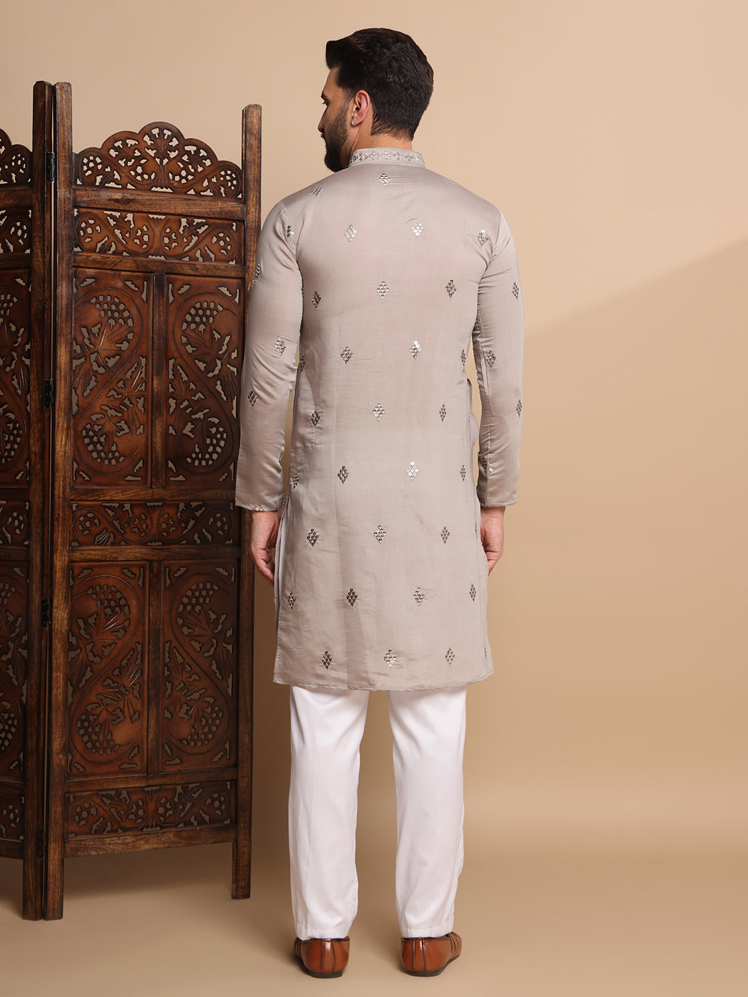 Clay Gray Sequin Kurta Set