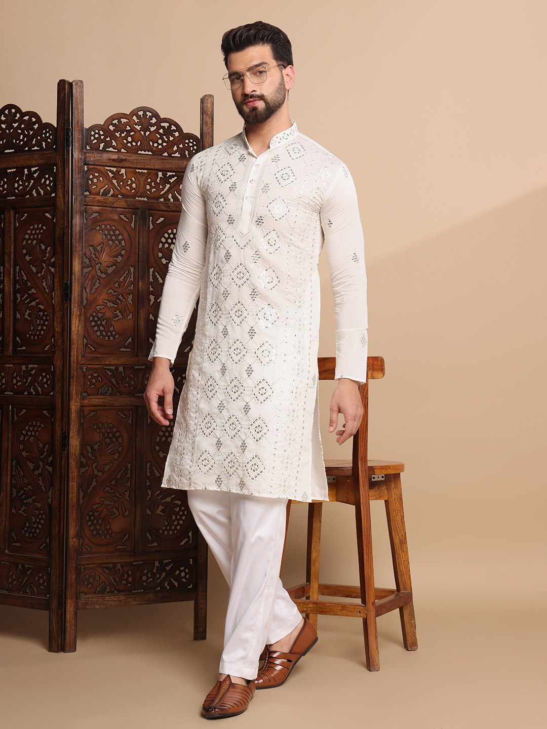 Ivory Gleam Sequin Kurta Set