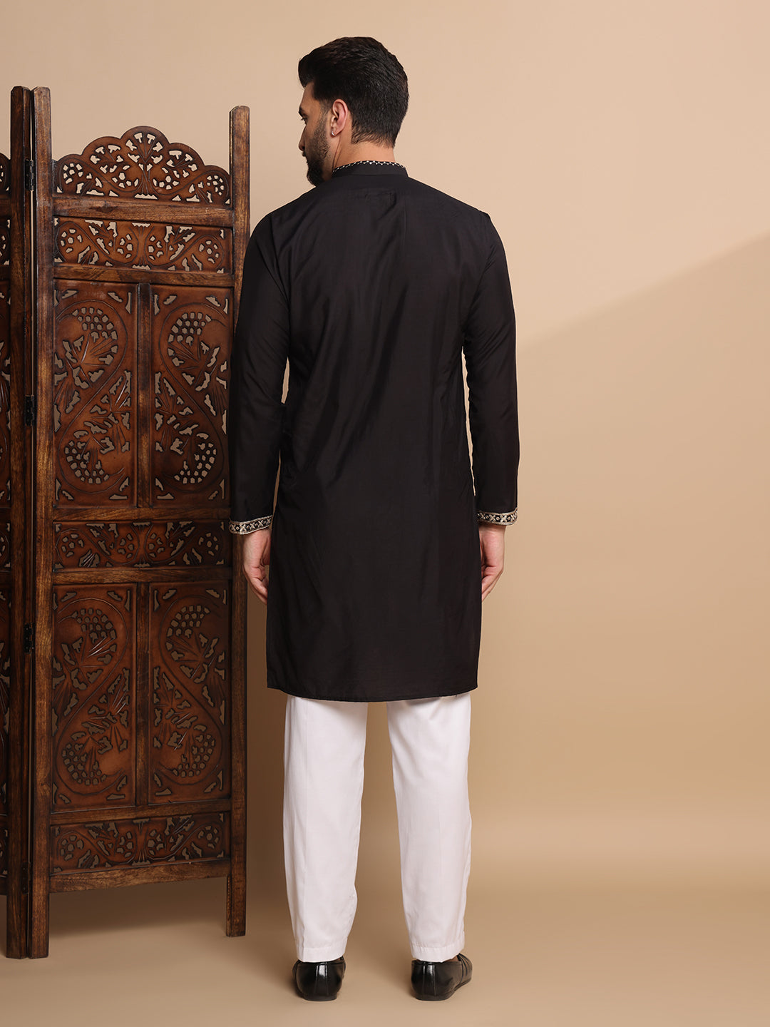 Black Luxe Gold Detail Kurta Set