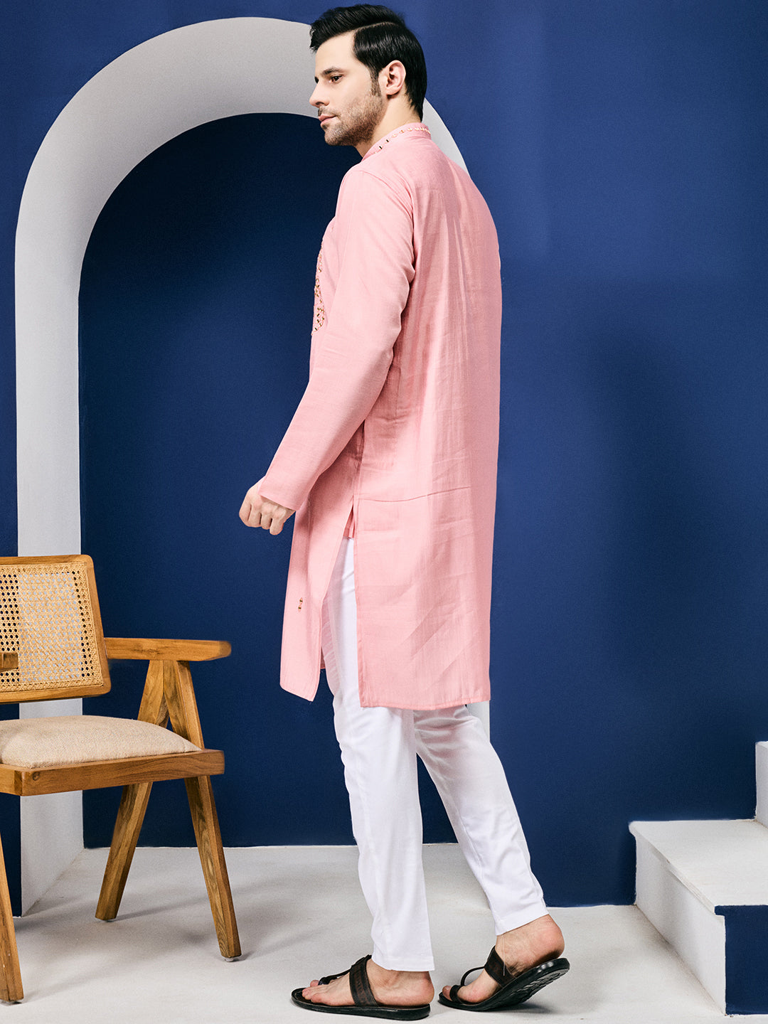 Sparkle Symphony Pastel Pink Real Mirror Embroided Designer Kurta-pant Set