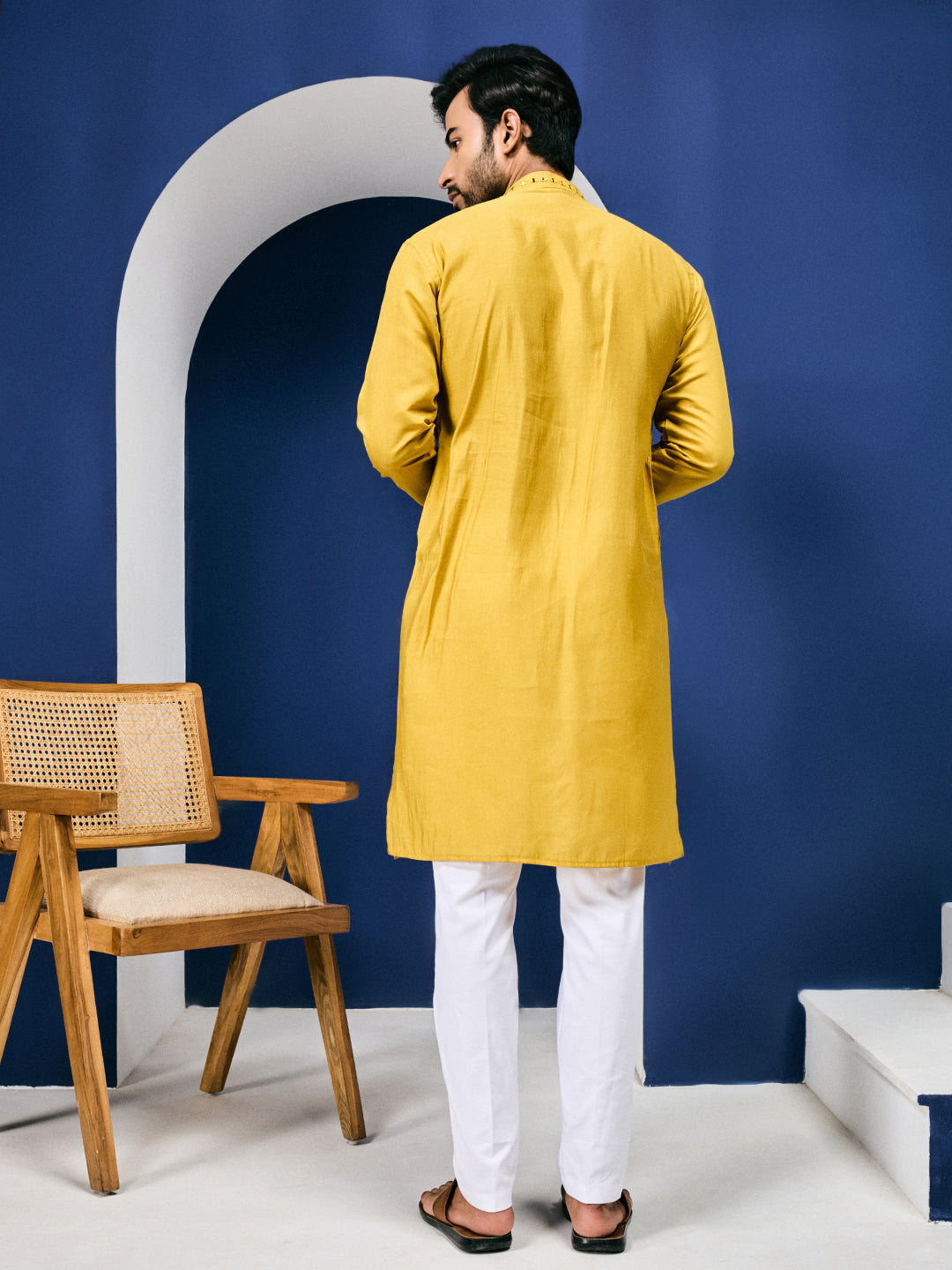 Sparkle Symphony Mustard Yellow Real Mirror Embroided Designer Kurta-pant Set