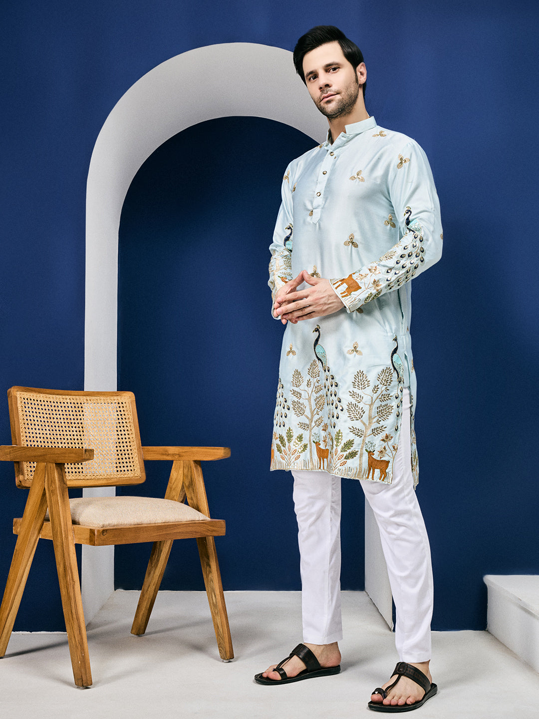 Mayur Baag Sky Blue Kurta Set.