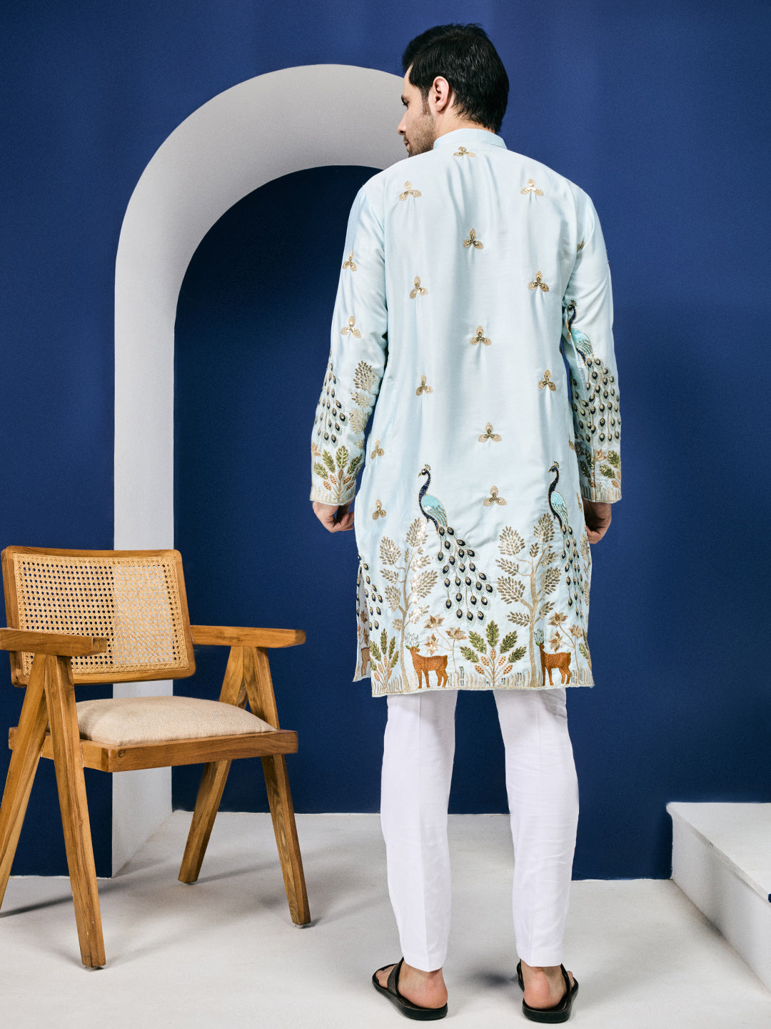 Mayur Baag Sky Blue Kurta Set.