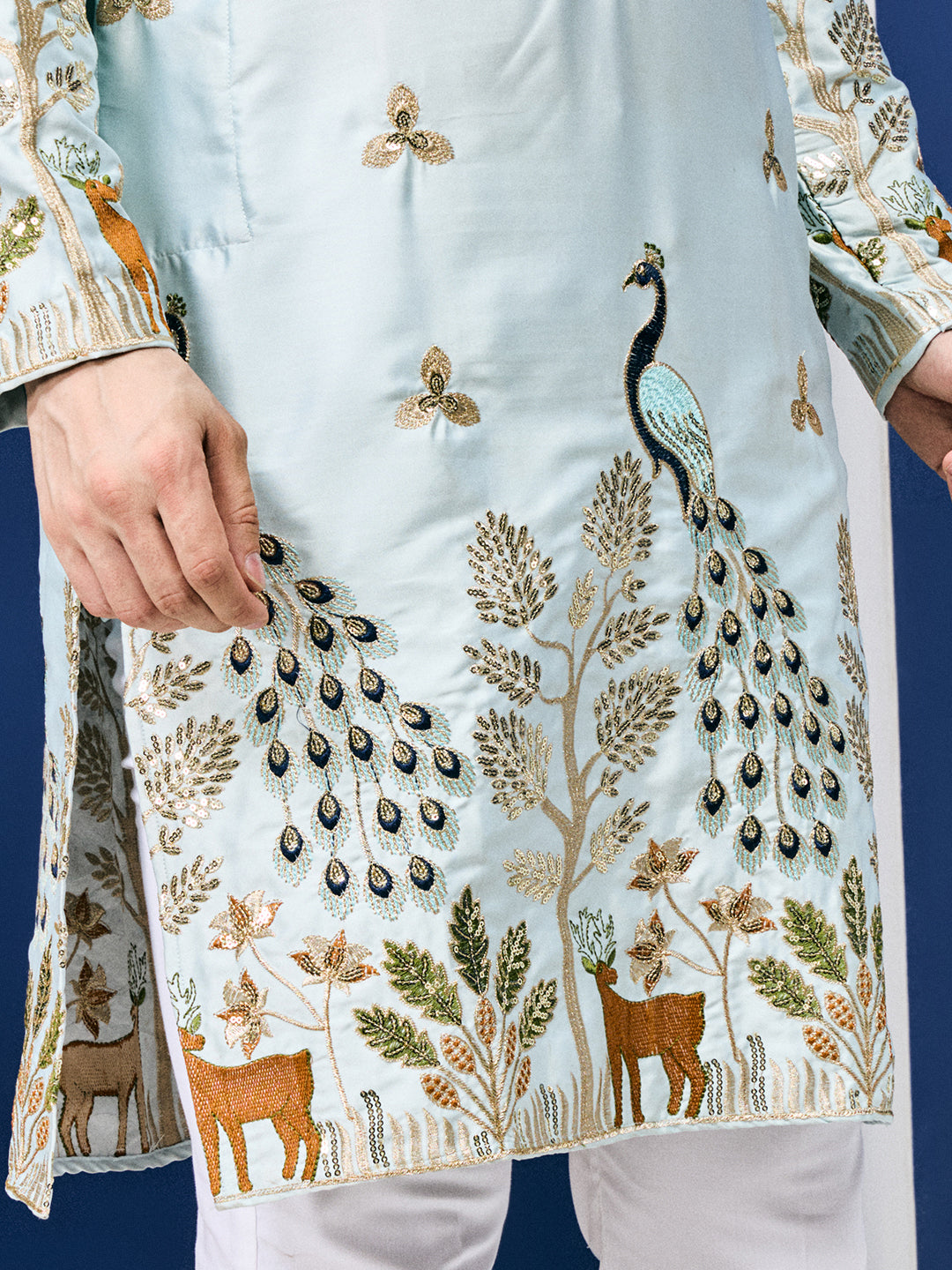 Mayur Baag Sky Blue Kurta Set.