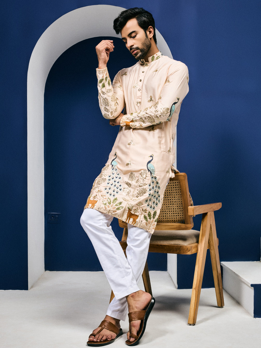 Mayur Baag Peach Kurta-pant set