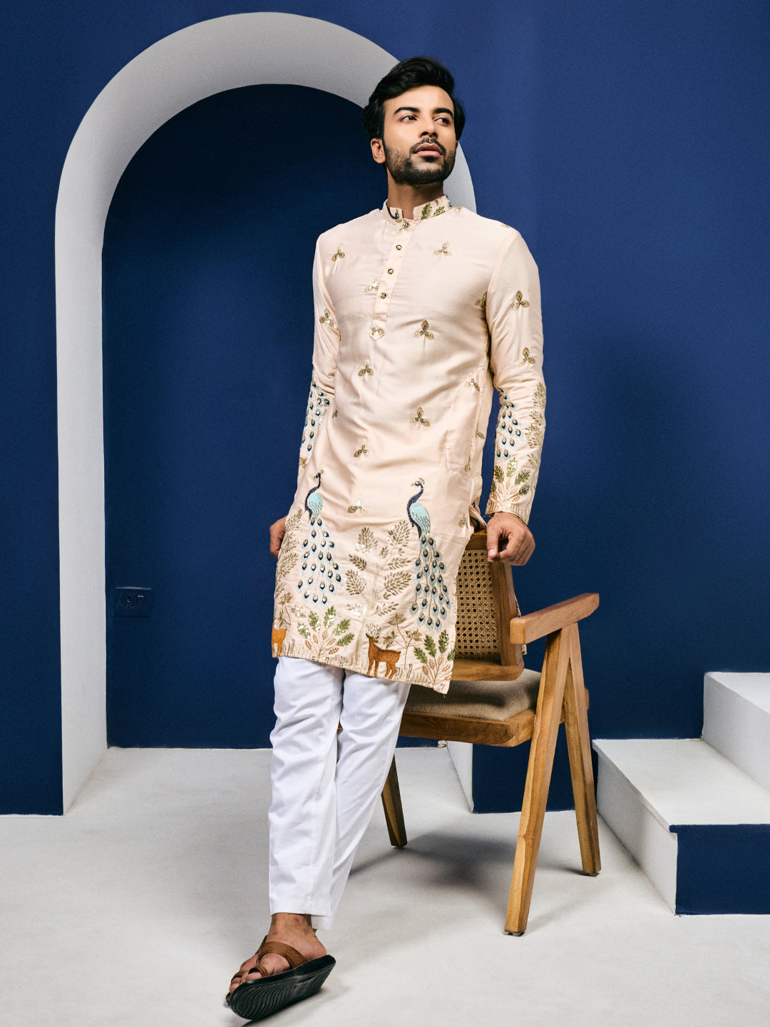 Mayur Baag Peach Kurta-pant set