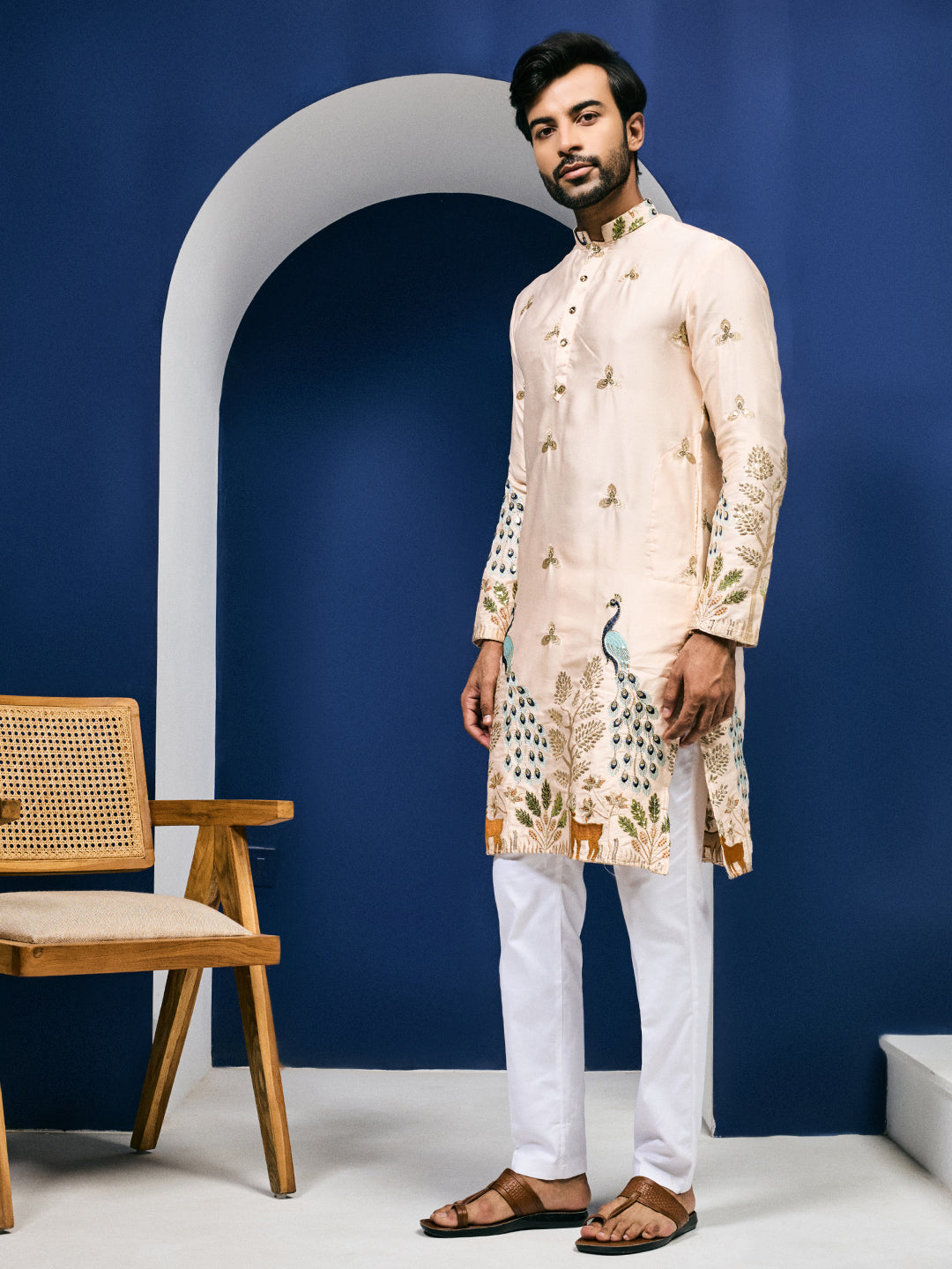 Mayur Baag Peach Kurta-pant set