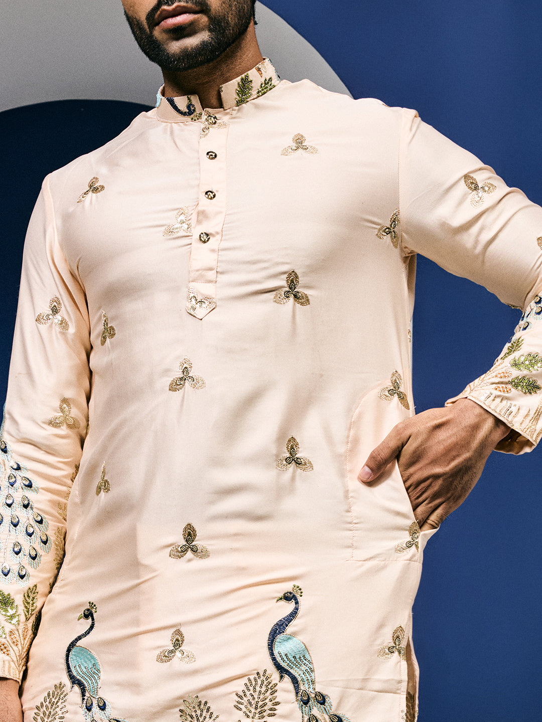 Mayur Baag Peach Kurta-pant set