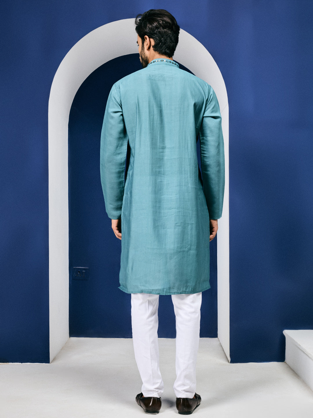 Sparkle Symphony Teal Blue Real Mirror Embroided Designer Kurta-pant Set