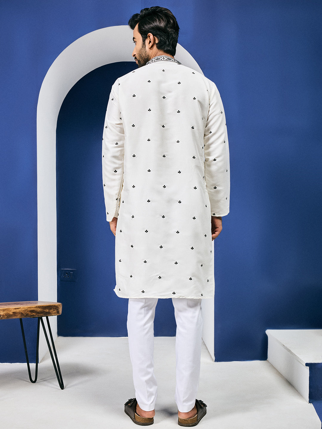 Desi Gleam White Neck Sequined Kurta With Pant