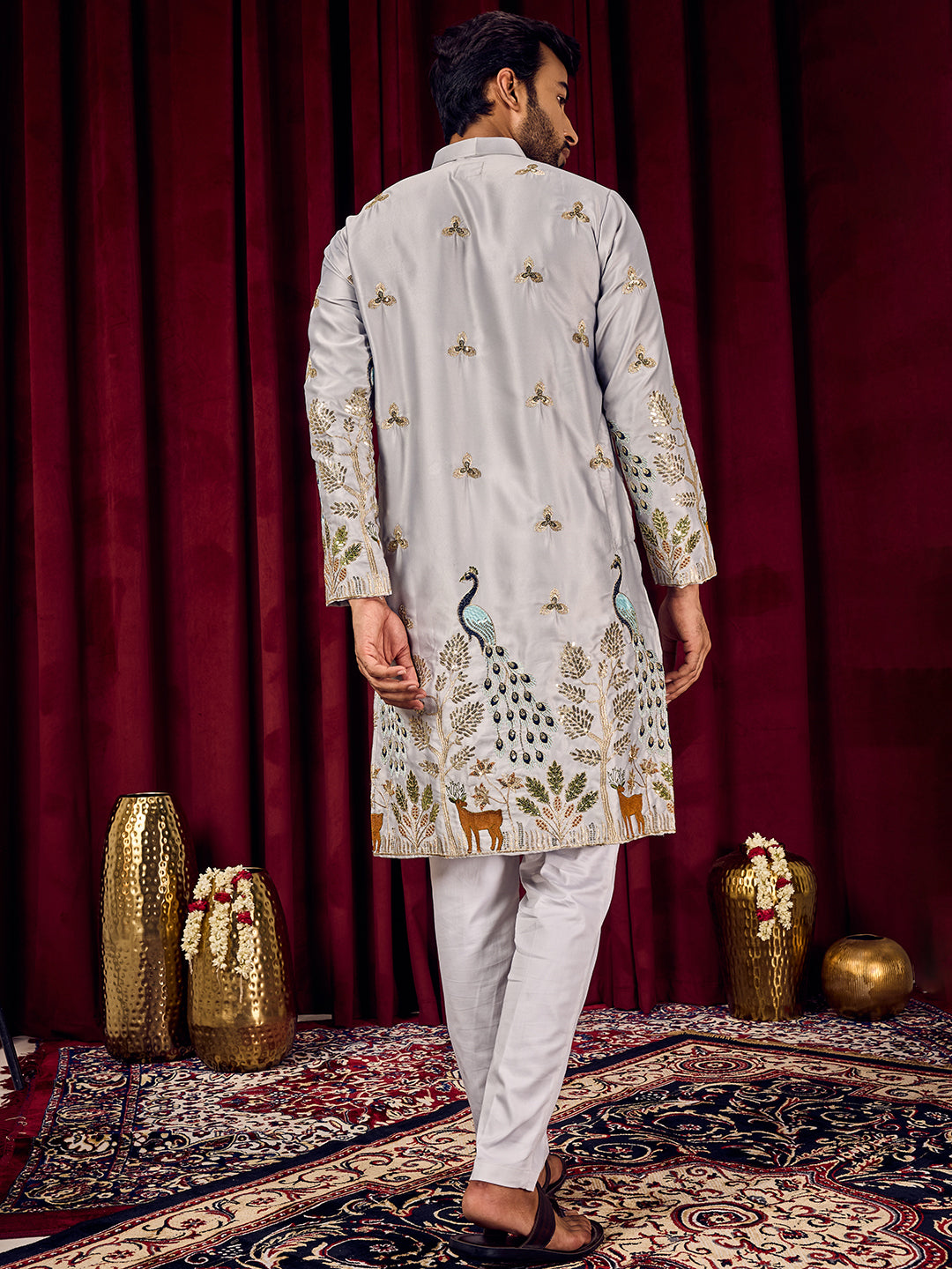 Mayur Baag Grey Kurta-pant set