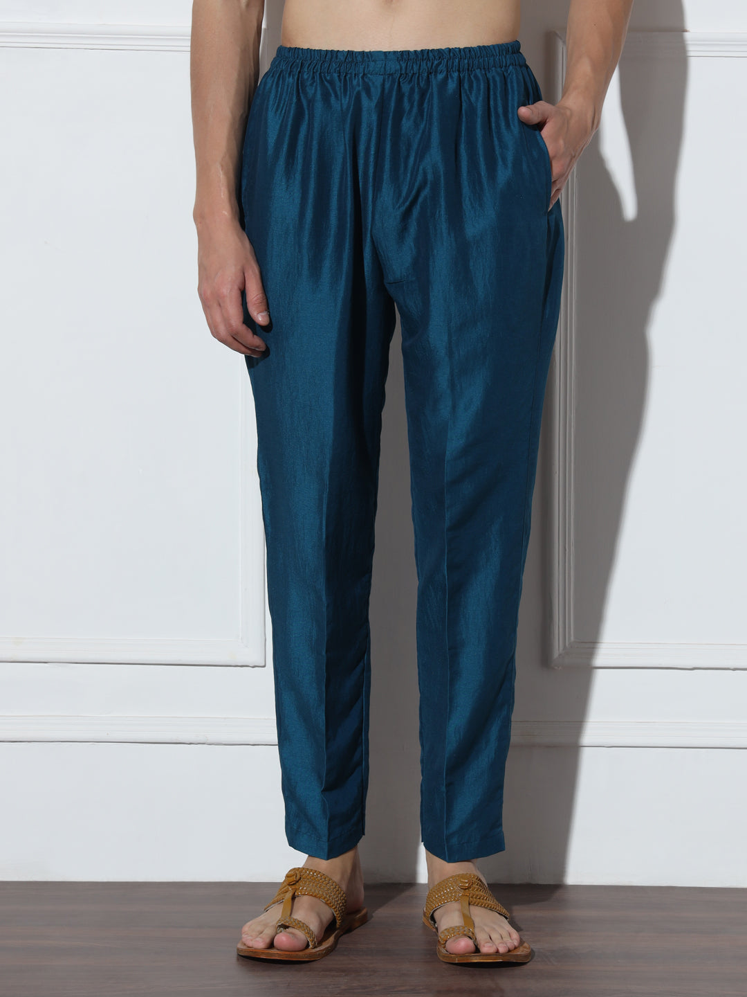 Navy Blue Butta Embroidered Pure Cotton Kurta Set