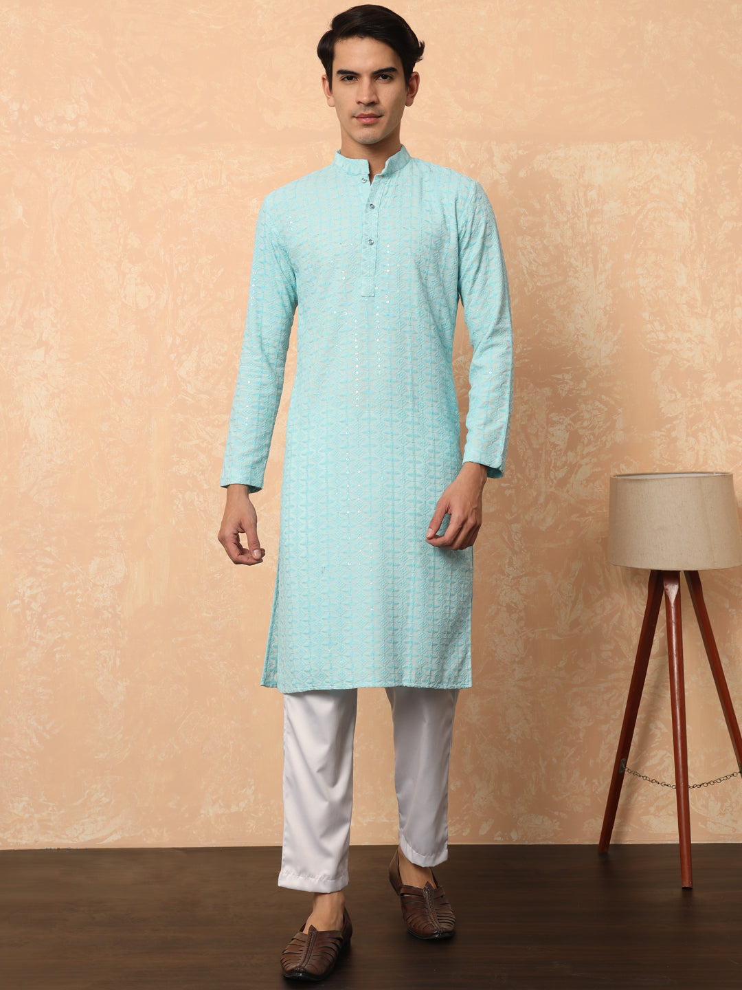 Pastel Sky Blue Chikankari Kurta