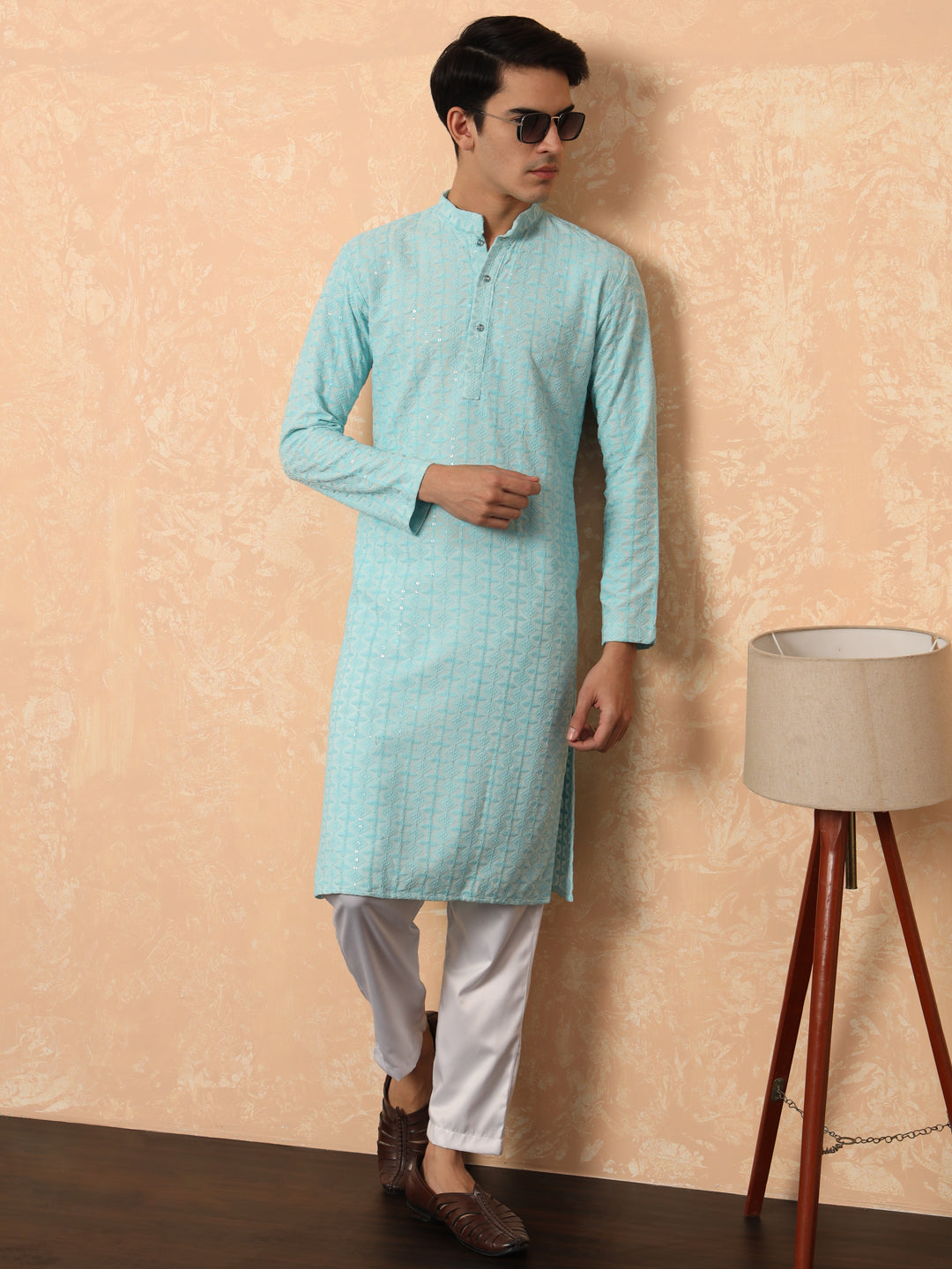 Pastel Sky Blue Chikankari Kurta