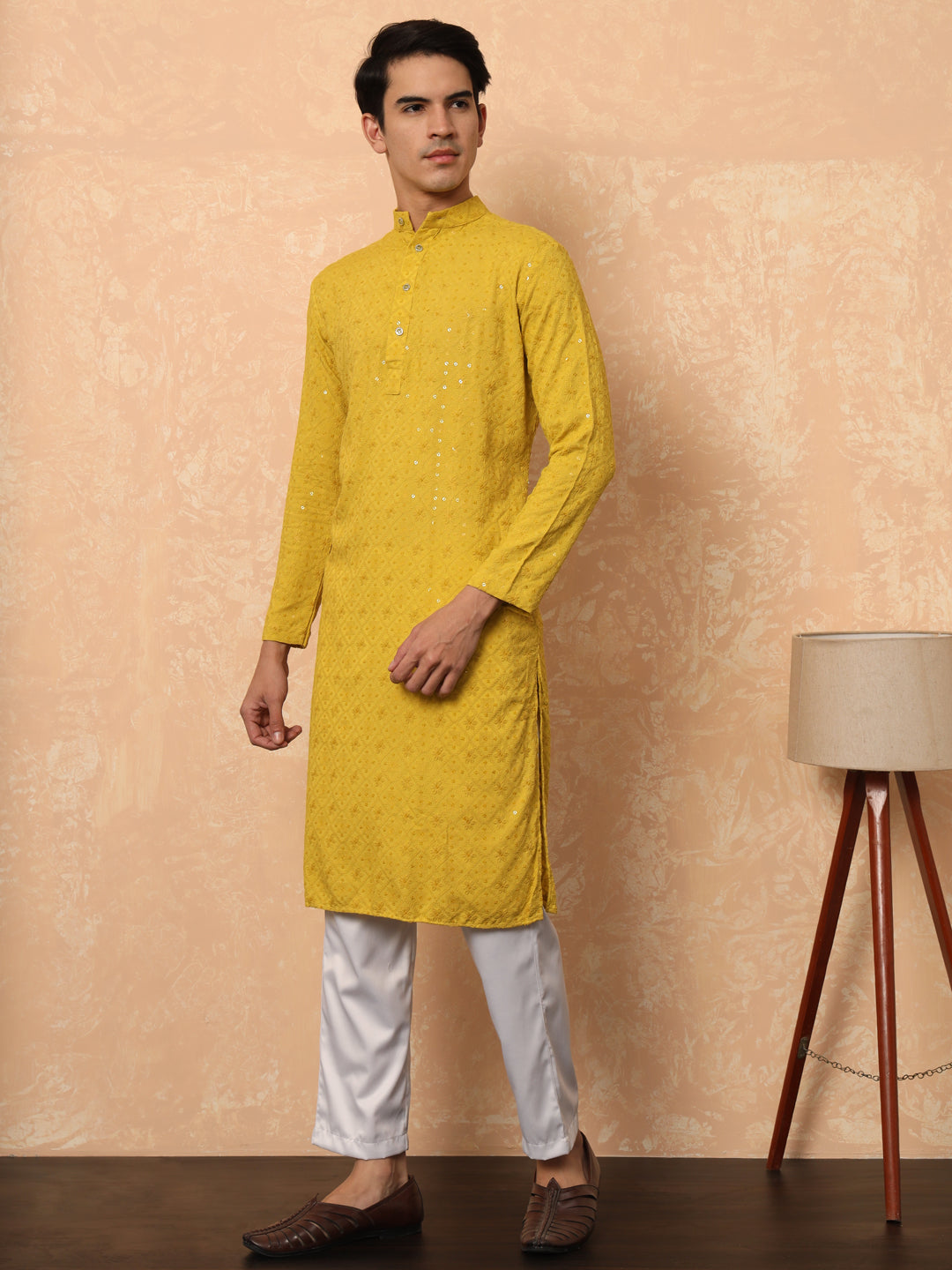 Yellow Chikankari Cotton Kurta