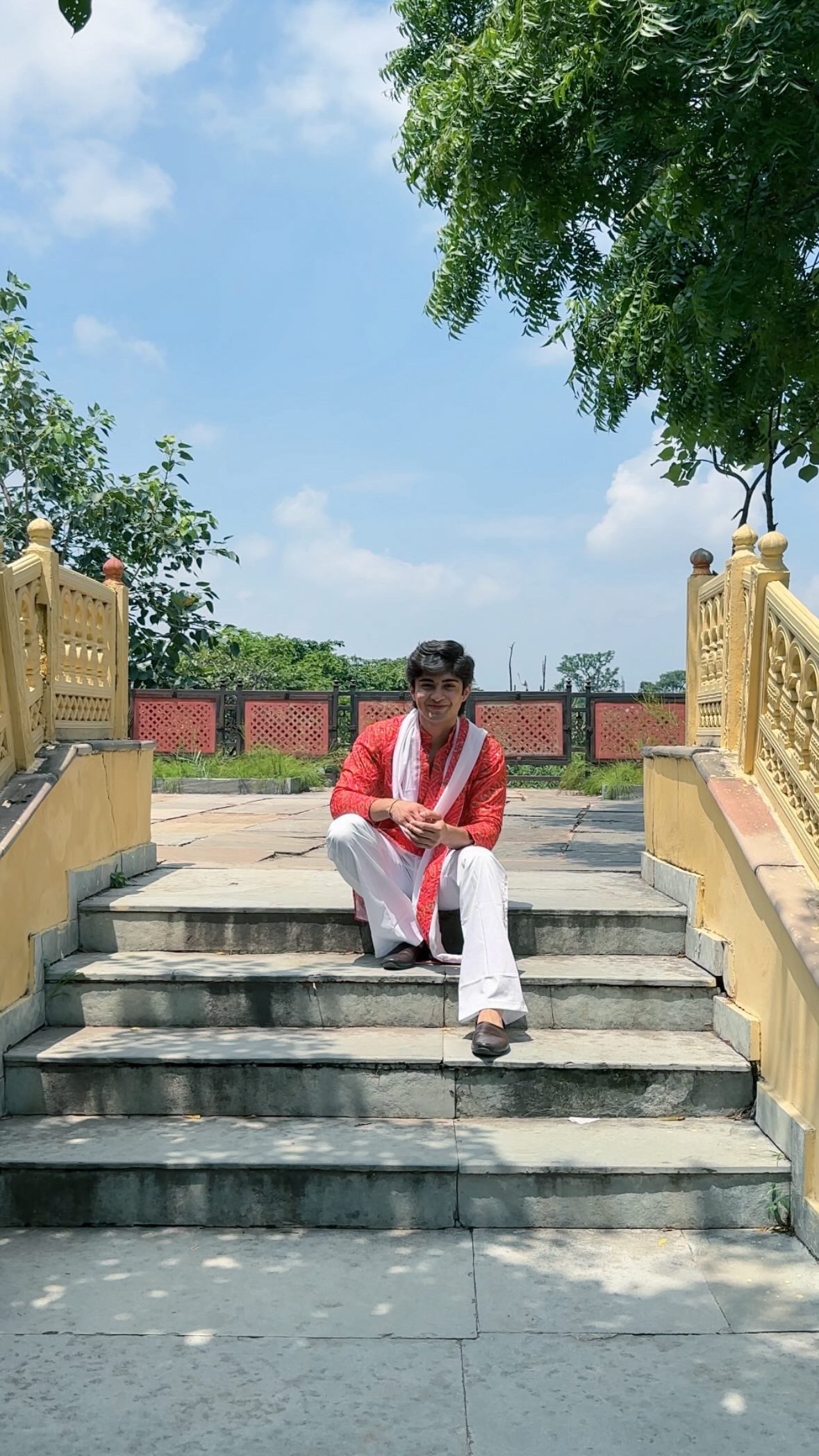 Bright Orange Bandhani Printed SHORT Kurta+Dupatta+pant set