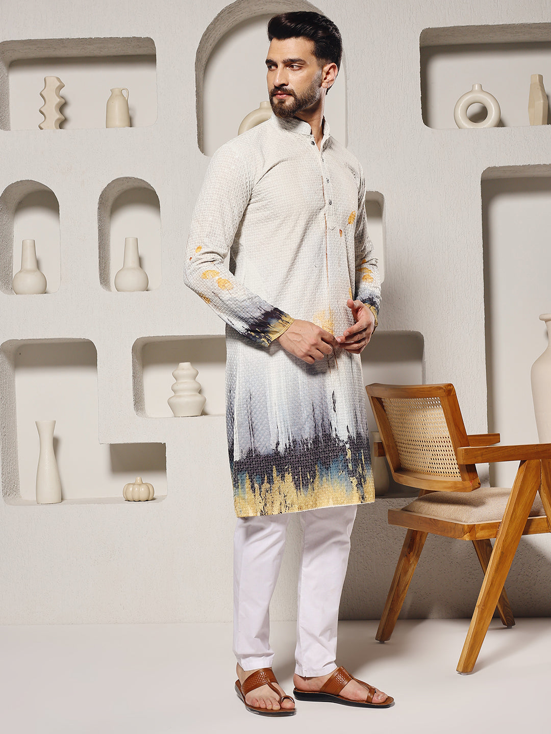 Misty Dandelion Floral Print Kurta