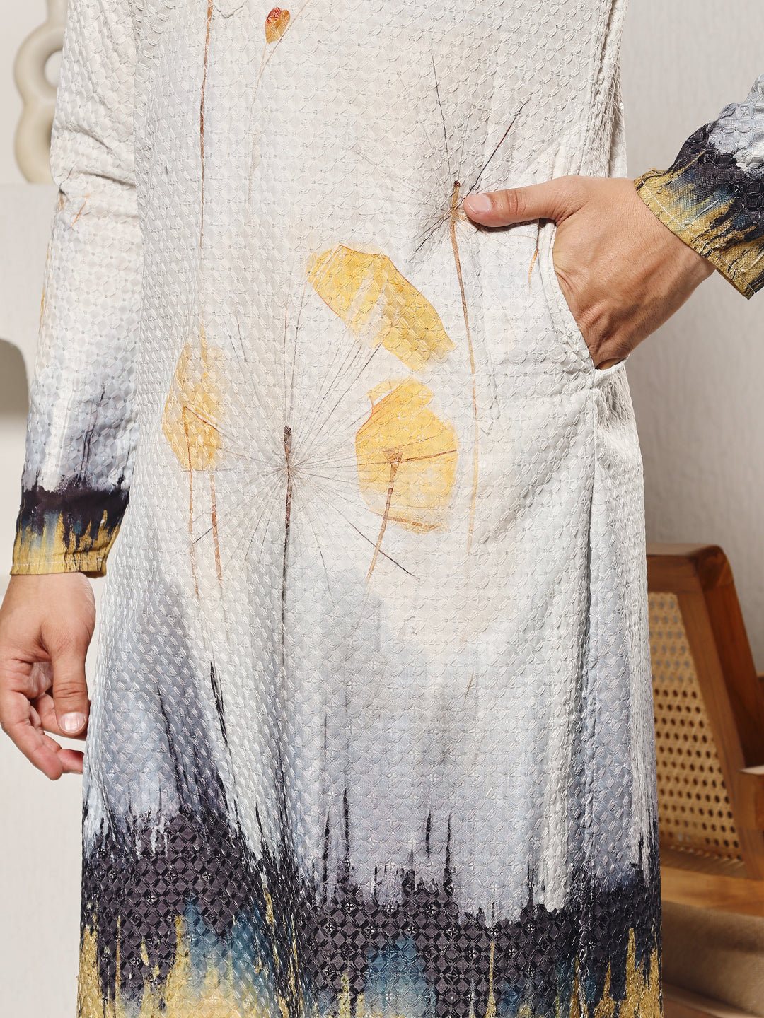 Misty Dandelion Floral Print Kurta