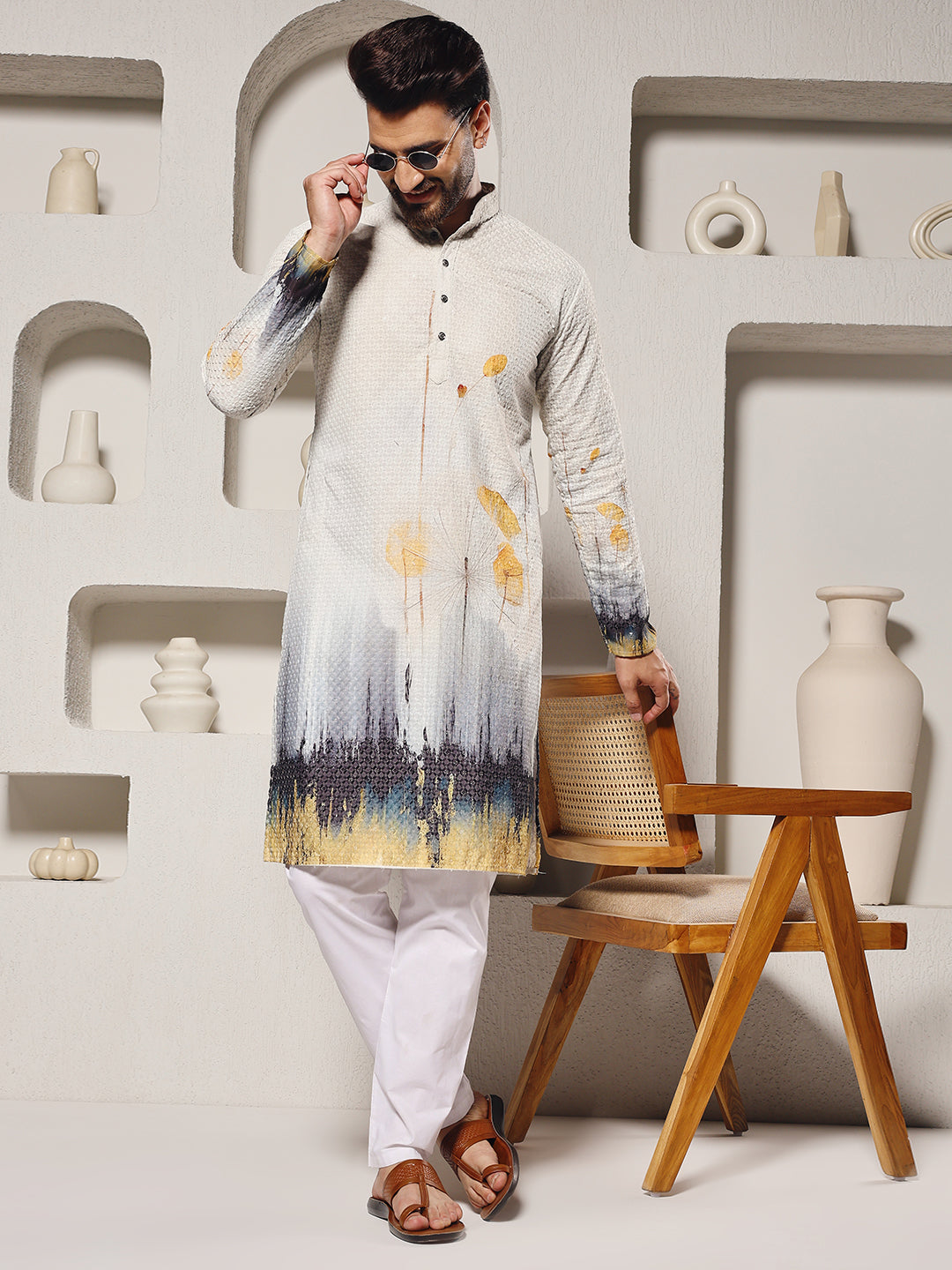Misty Dandelion Floral Print Kurta