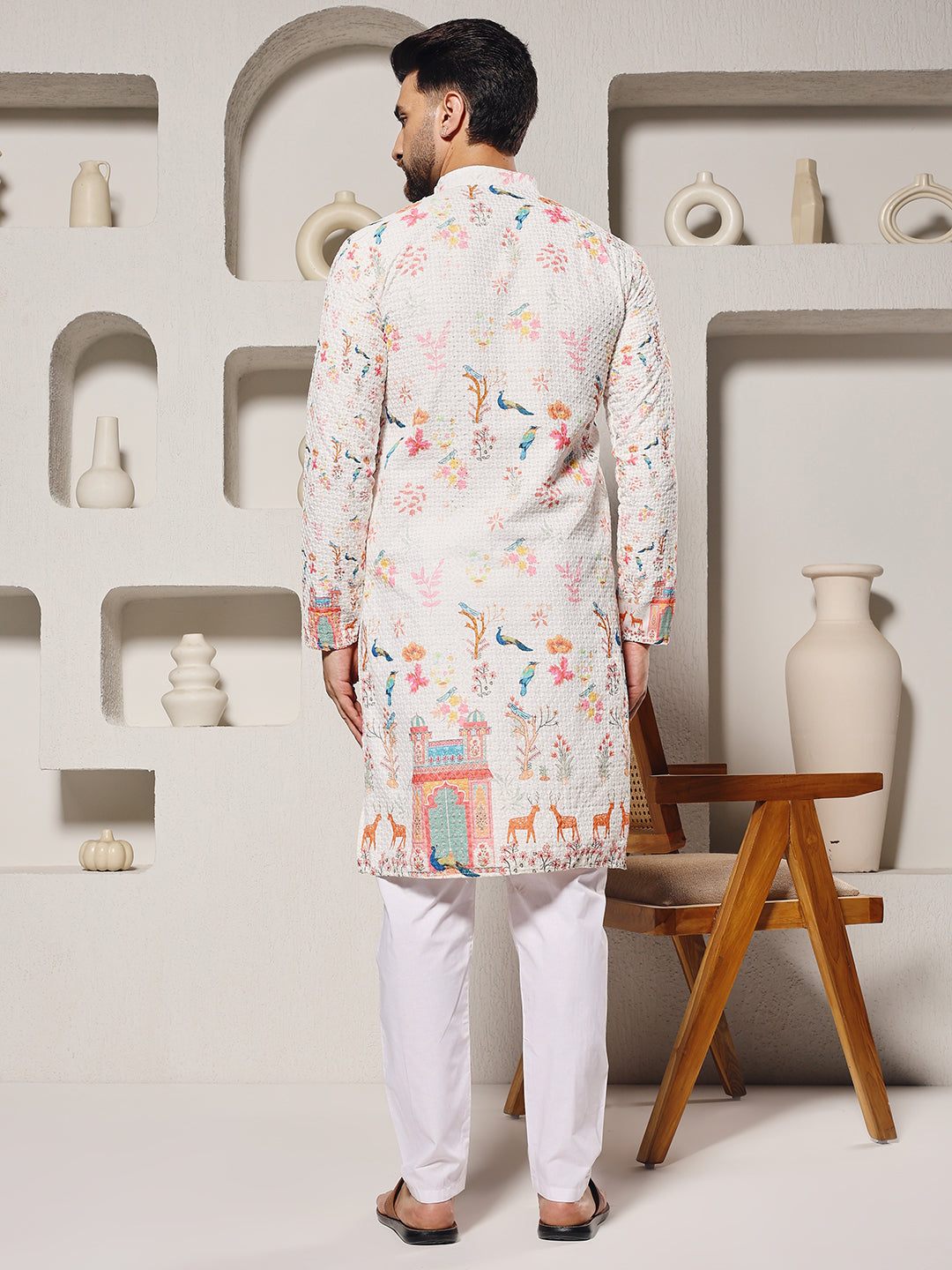 Ivory Meadows Folk Print Kurta
