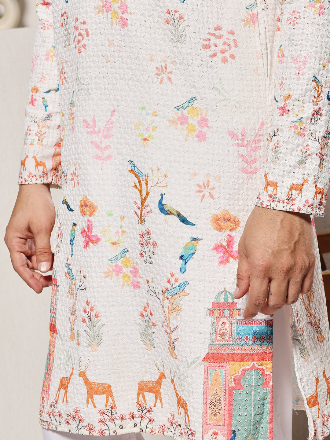 Ivory Meadows Folk Print Kurta