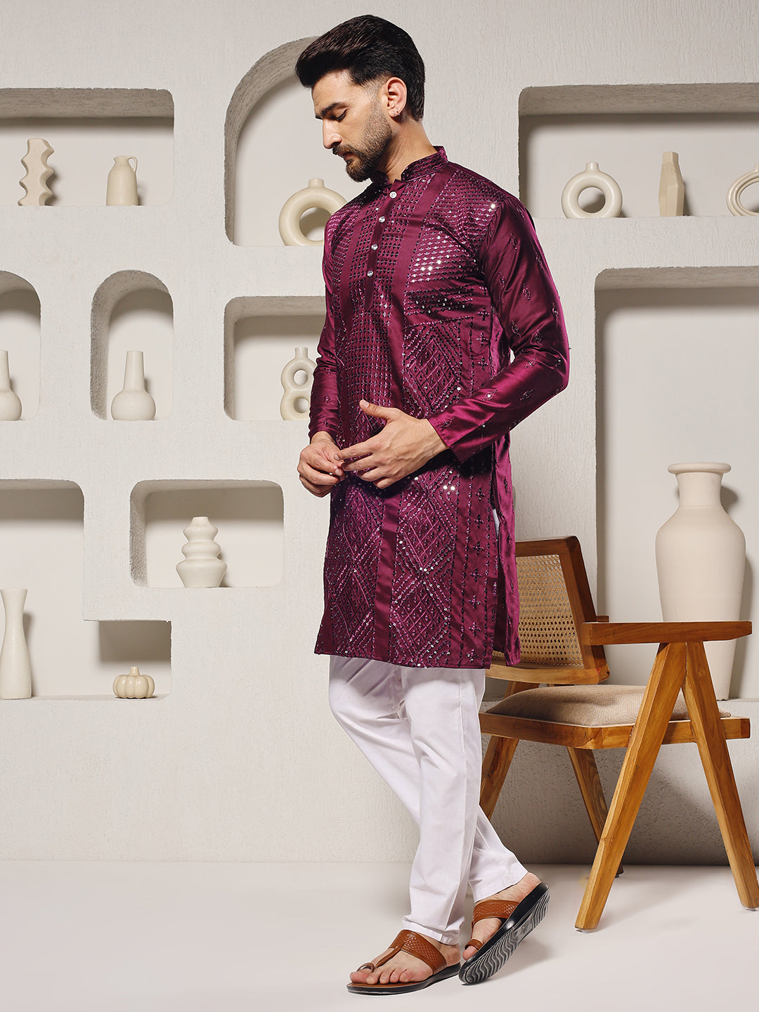 Sangria Sparkle Embellished Kurta