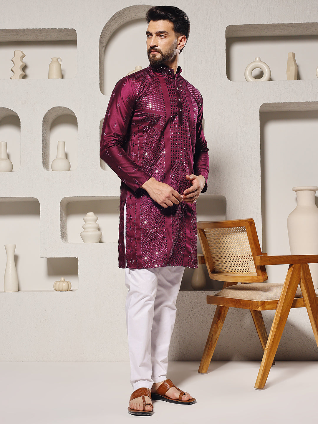 Sangria Sparkle Embellished Kurta