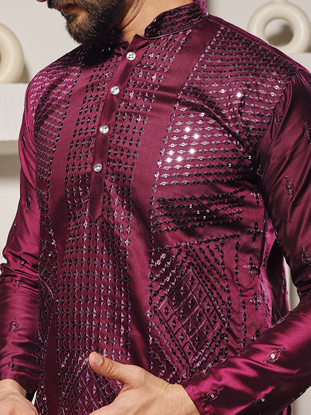 Sangria Sparkle Embellished Kurta