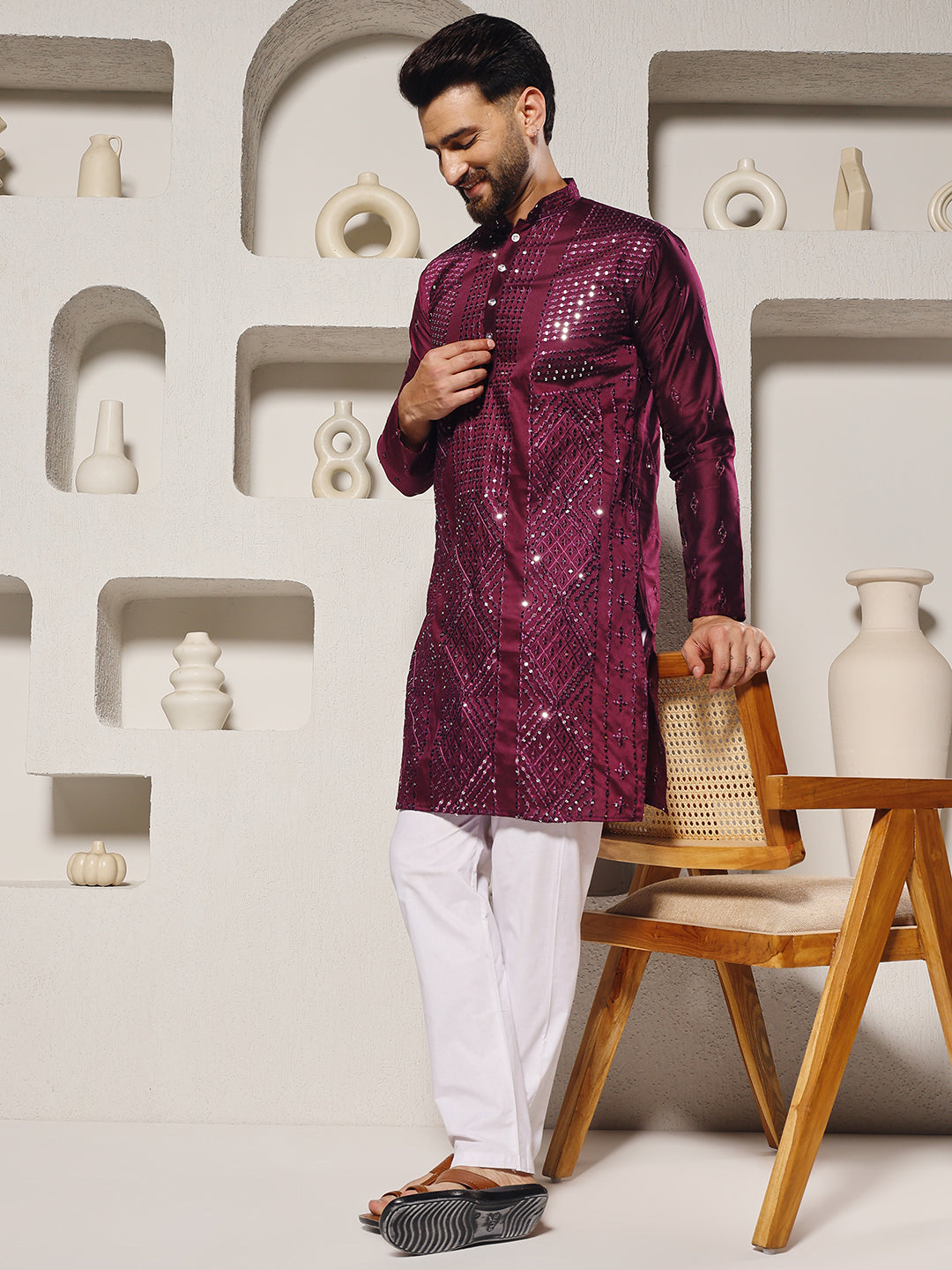 Sangria Sparkle Embellished Kurta