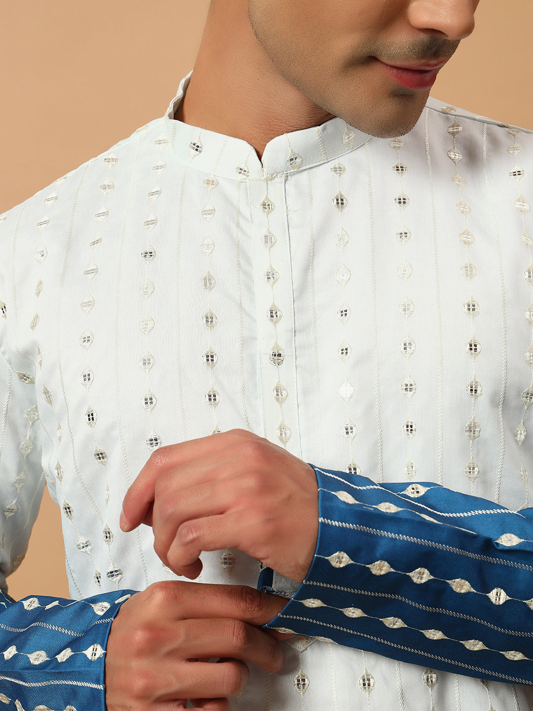 Blue Ombre Mirror Work Kurta Set