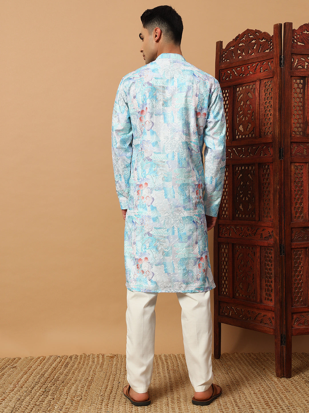 Carnival Sky Blue Zipper Kurta Set