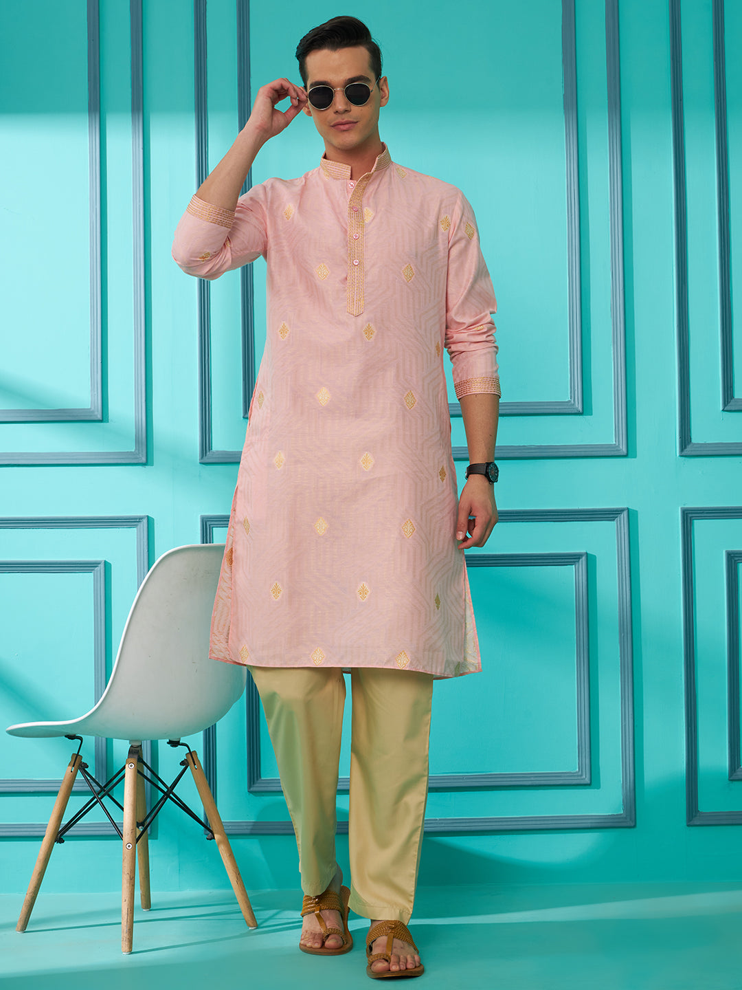 Pink Silk Cotton Kurta