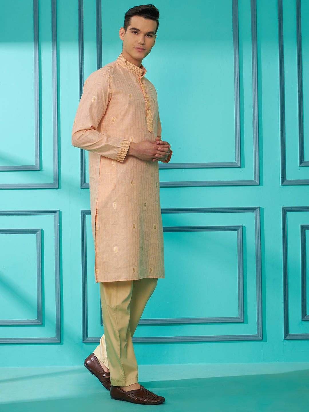 Light Pink Silk Cotton Kurta