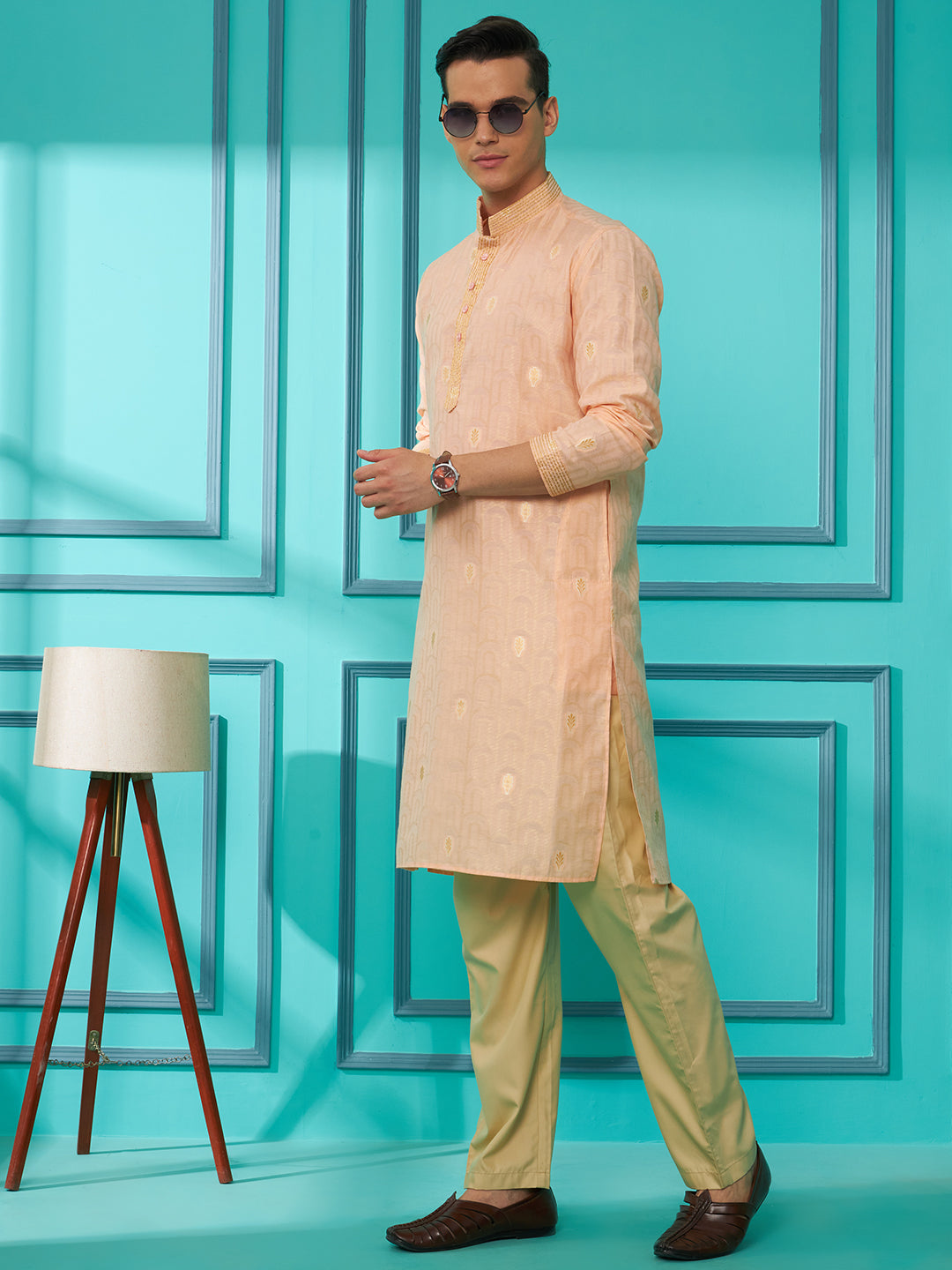 Light Pink Silk Cotton Kurta