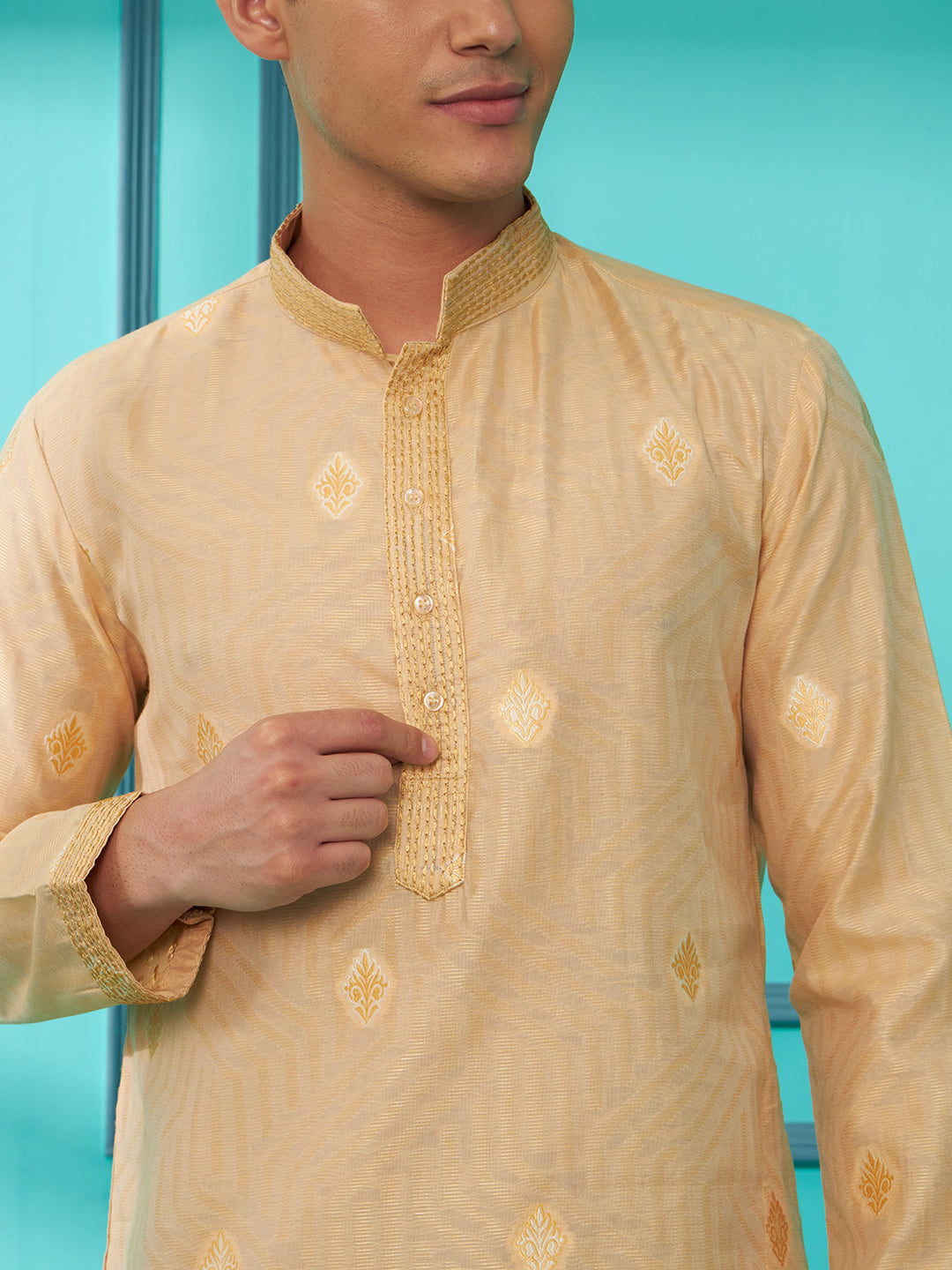 Beige Silk Cotton Kurta