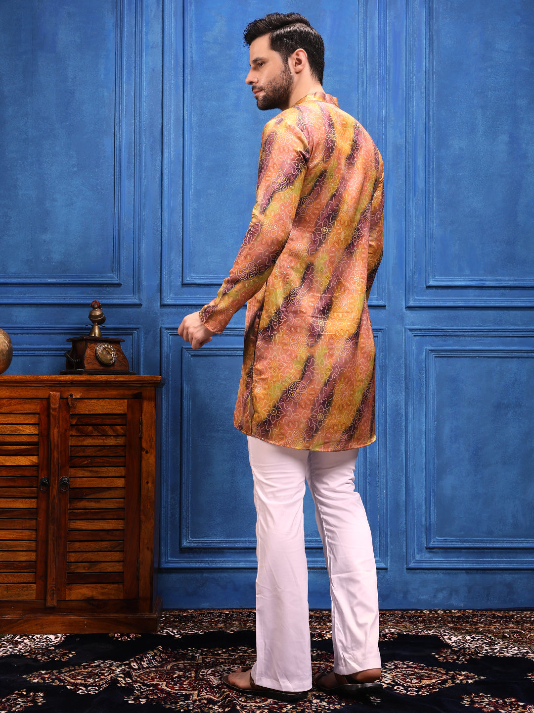 Mustard-Wine bandhani  Printed Kurta Plus Dupatta Set